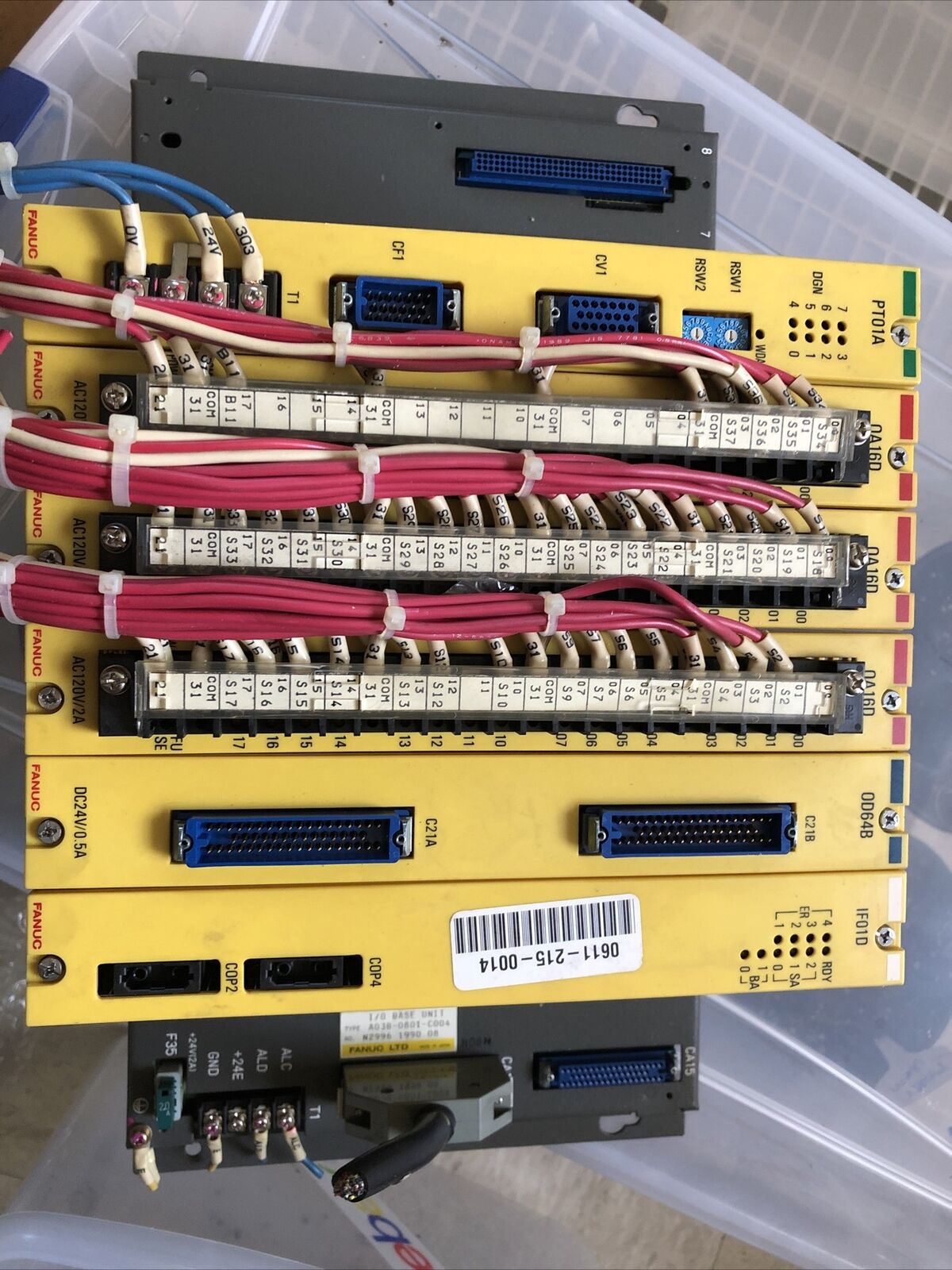 Fanuc Plc Module & Backplane Lot, Pt01a,Oa16d,Od64b,If01d,A03b-0801-C004,Be