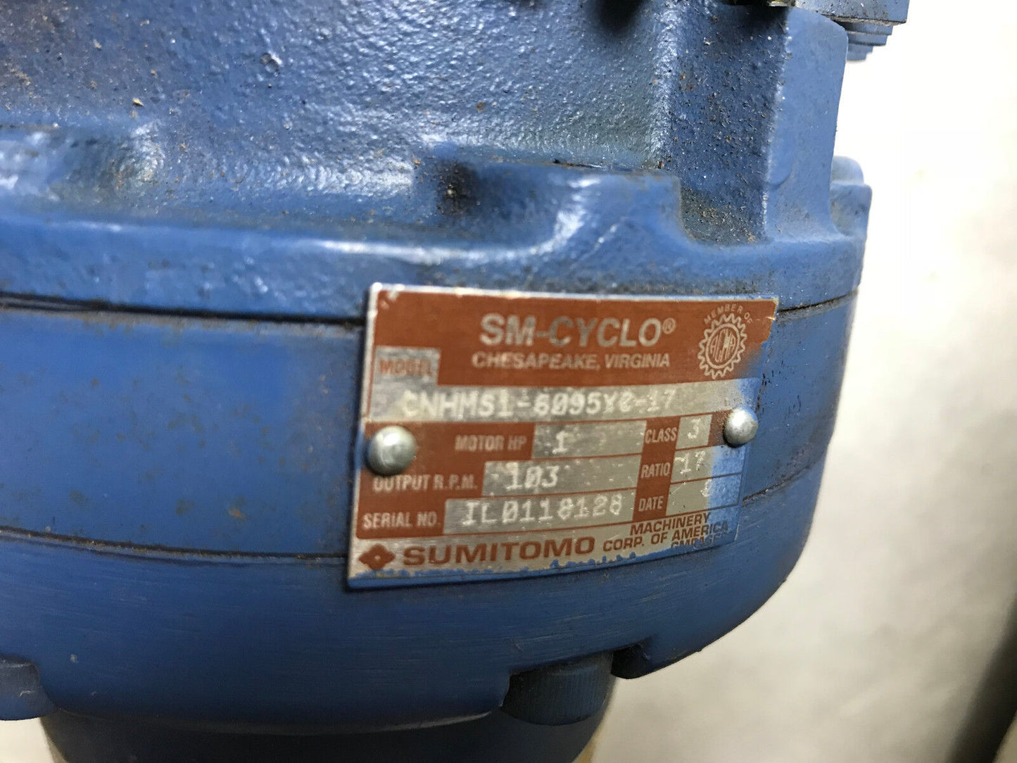 New Sumitomo Cnhms1-6095Yc-17,Tc-Fx Sm-Cyclo 6000 1Hp Induction Motor,Ta