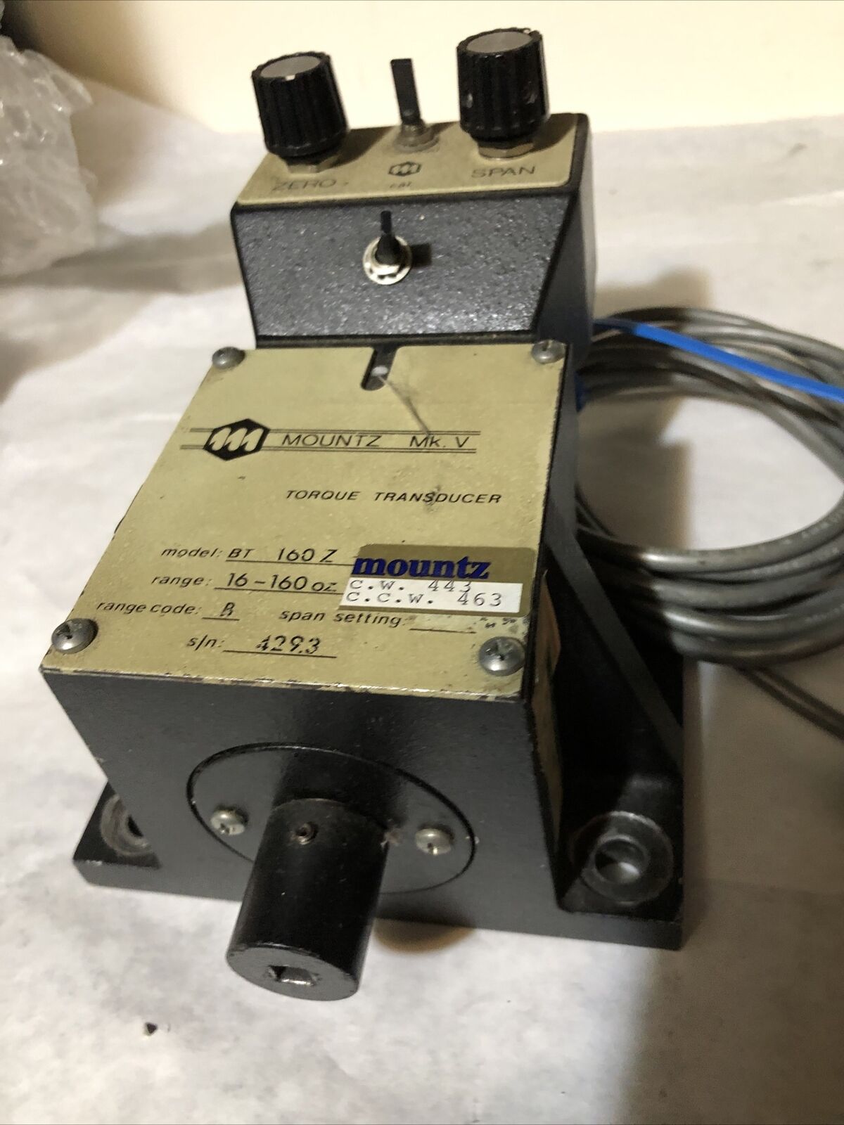 111 Mountz Bt 160Z,Range 16-160Z Torque Tester Transducer Mk V Code B,Bx
