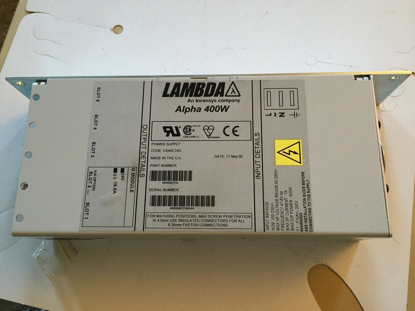 Lambda H40055,Alpha 400W Power Supply 24V Output,Fg