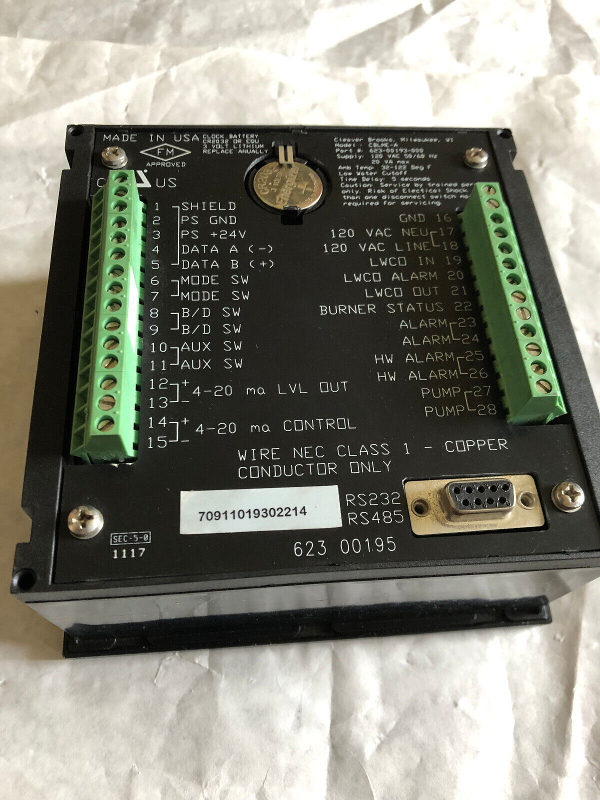 Cleaver Brooks 623-00193-000 Level Master Controller,623 0013 000,Ec
