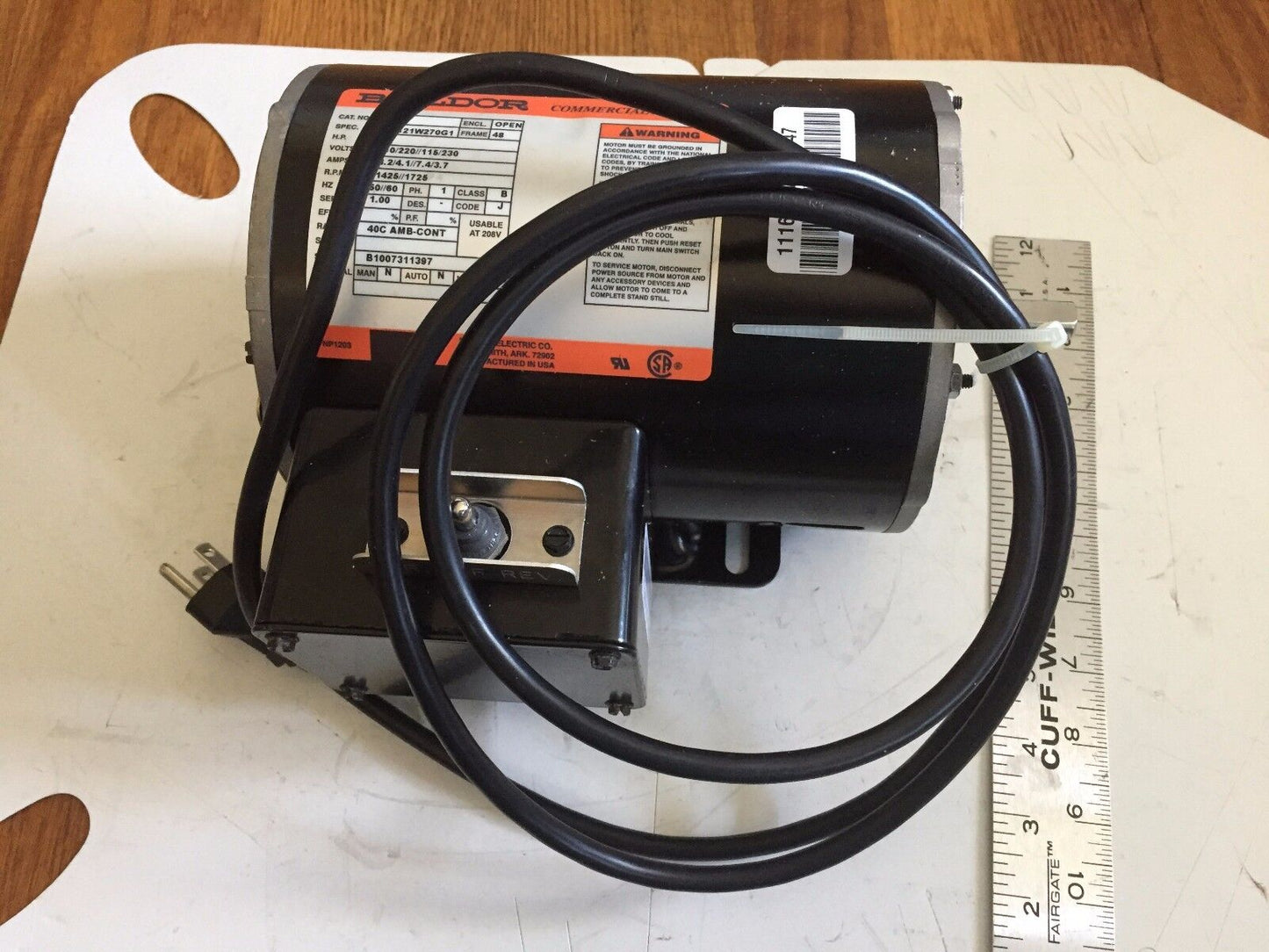 Baldor 17E121w270g1 Commercial Motor,.5Hp,110/ 230V,Frame 48,1425 Rpm,8.2Ams,Bx