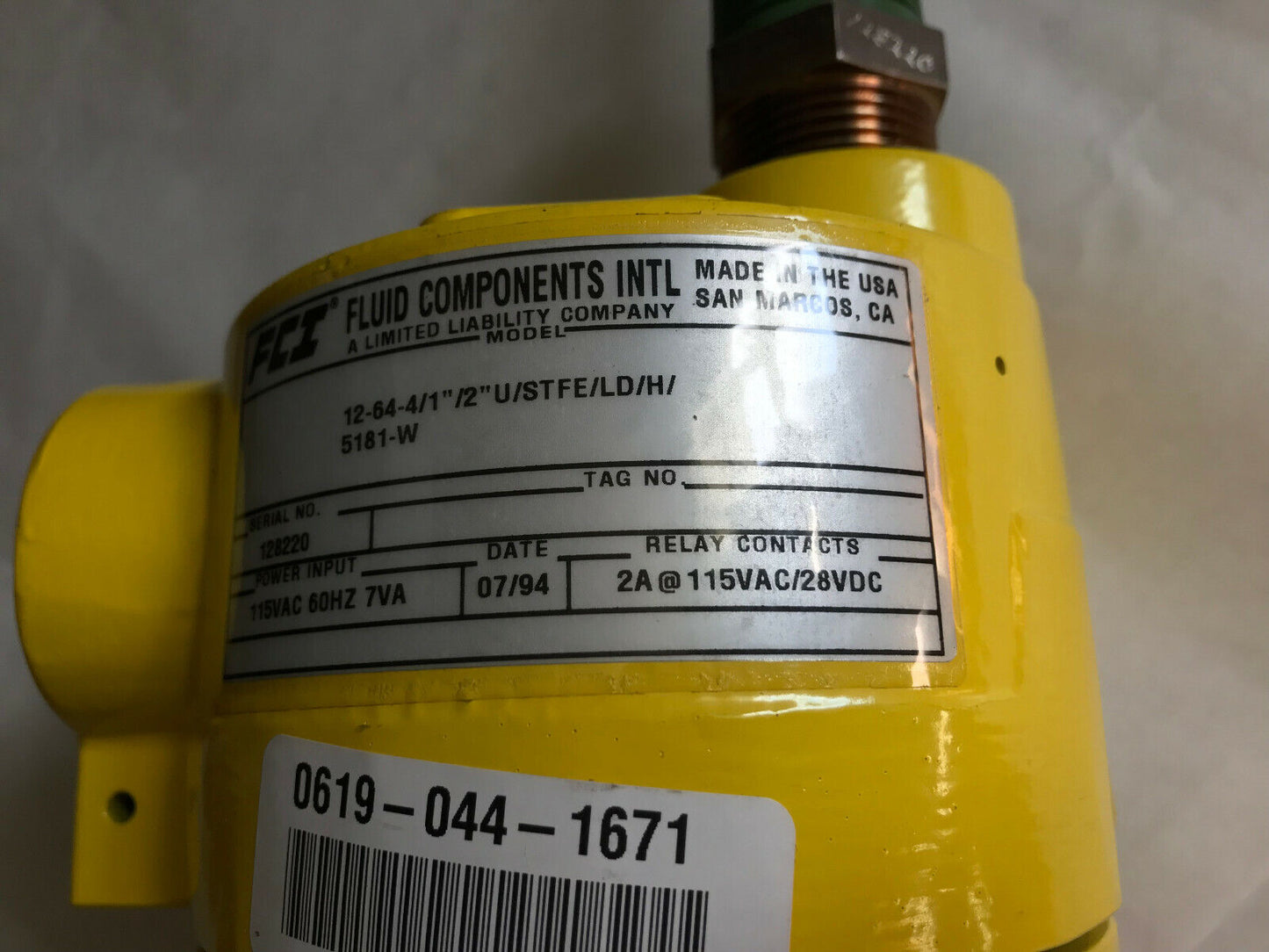 Fluid Components Intl 29/30 A2a Flow Switch 12-64-4/1"/2"U/Stfe/Ld/H/5181-W,Tg