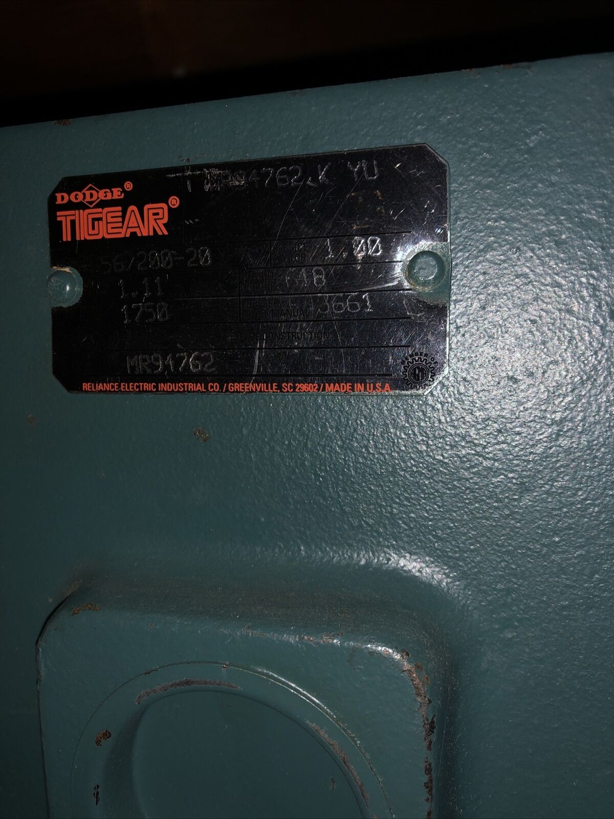 Dodge Mr94762-K1,Tigear Mr94762 K Yu Gear Box, 20:1 Ratio 56 Frame,56/200-20,An