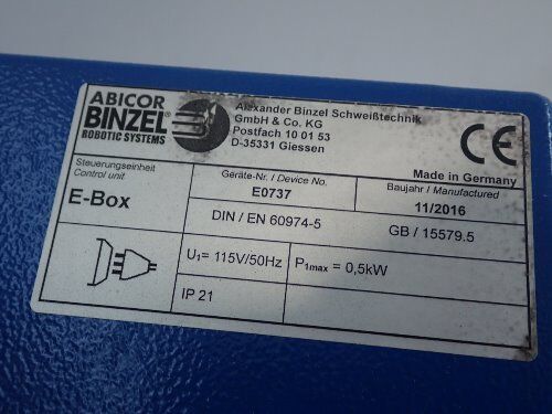 New Abicor Binzel E0737 Control Unit,Din/En 60974-5,Abirob E-Box,Ao