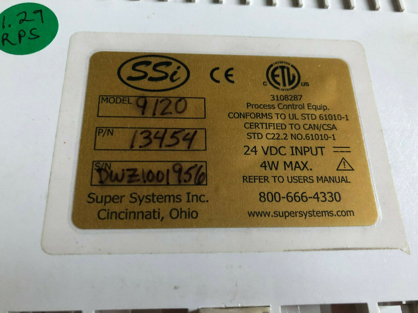 Super Systems 9120,Ssi 13454 Controller With Data Logging,Cg