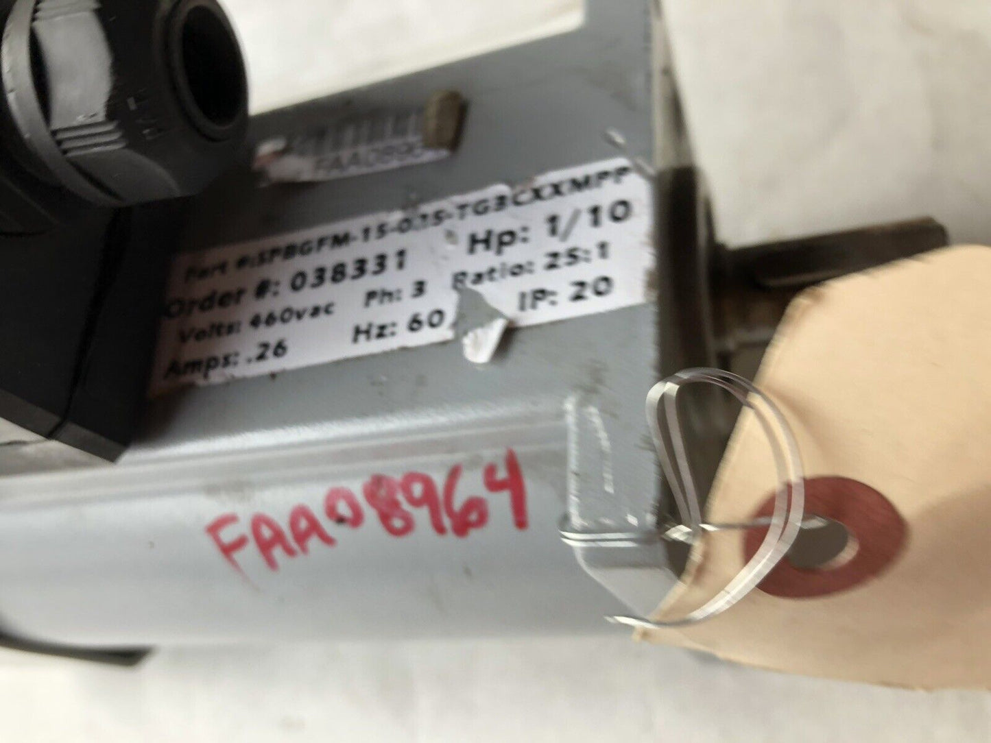 Induction Gear Motor Spbgfm-15-025-Tg3cxxmpp,3Ph 1/10Hp, Ratio 25:1, 460V,Aq