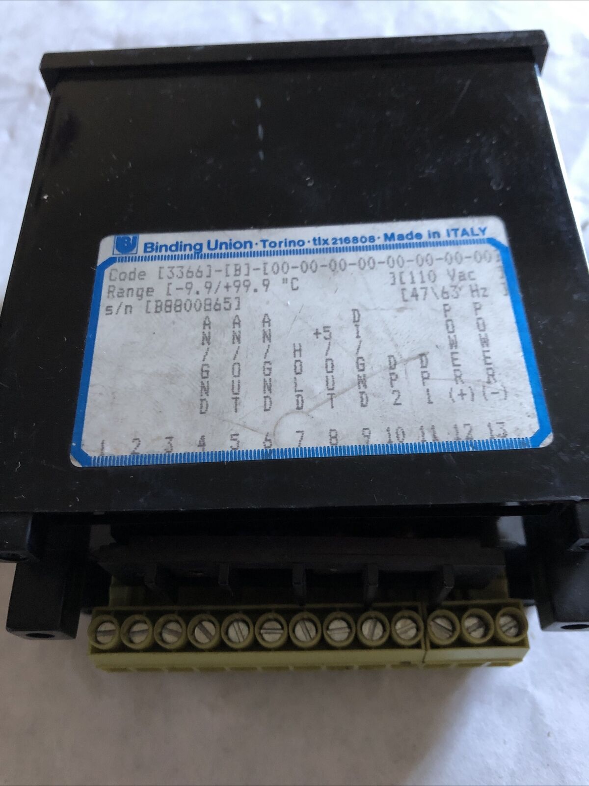 Binding Union 3366 B 00 00 00 110 Vac 47 63 Hz Temperature Readout Display,Te