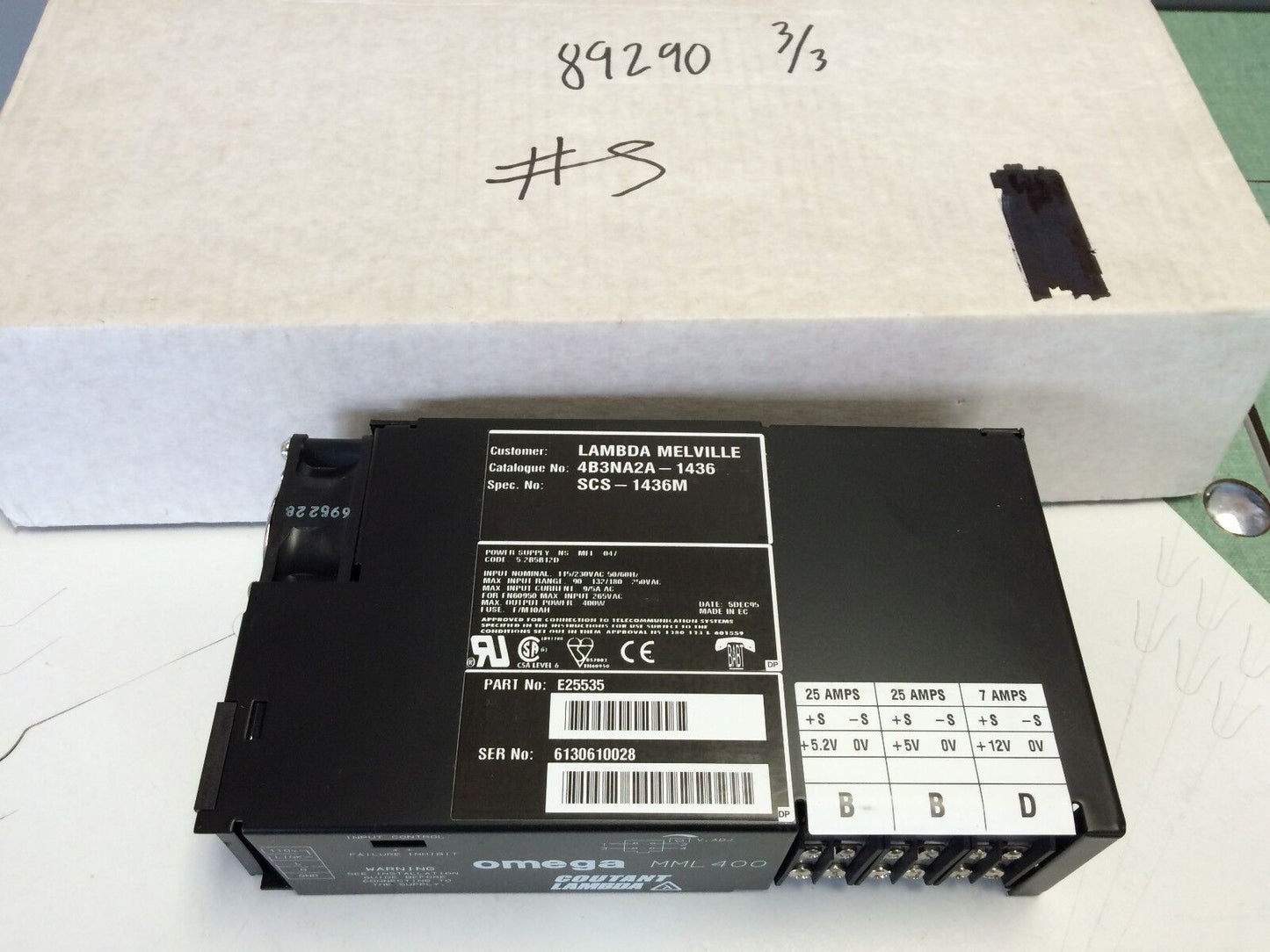 New Lambda 4B3na2a-1436, Scs-1436M,Omega Mml400,Power Supply,Mml400-E25535,Bm