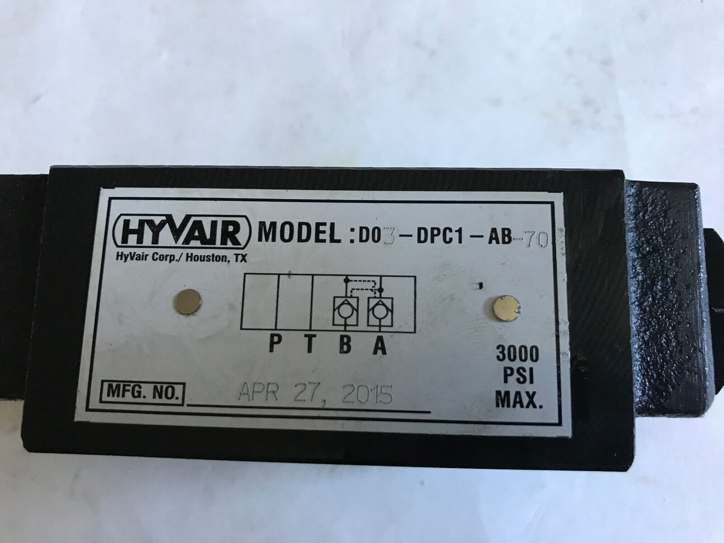 New Hyvair D03-Dpc1-Ab-70 Modular/Stackable Valves. 3000Psi,Aj
