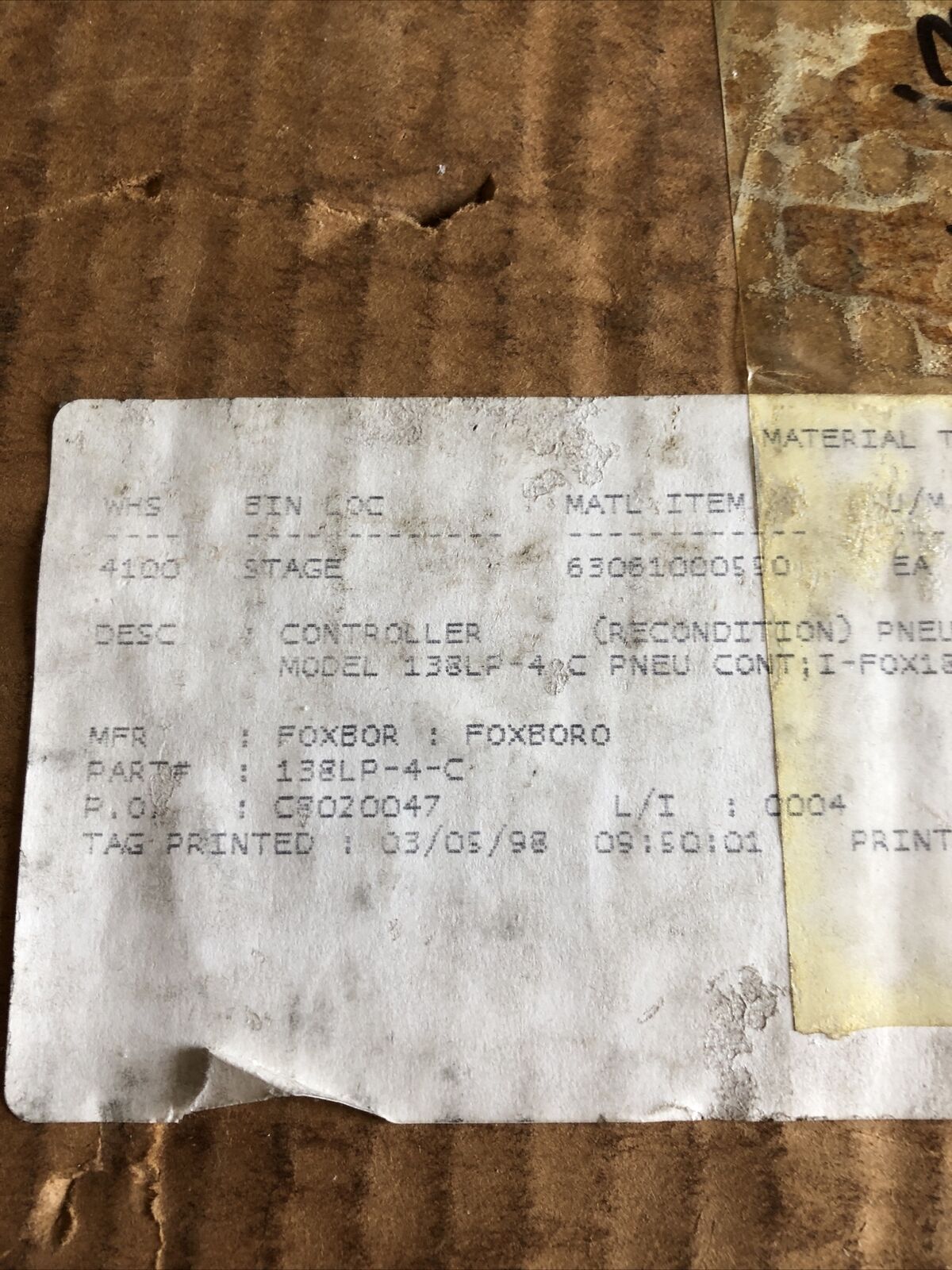 New Foxboro 138L,Pneumatic Controller Supply20-22 In/Out3-15Psig 138Lp-4-C,Aj