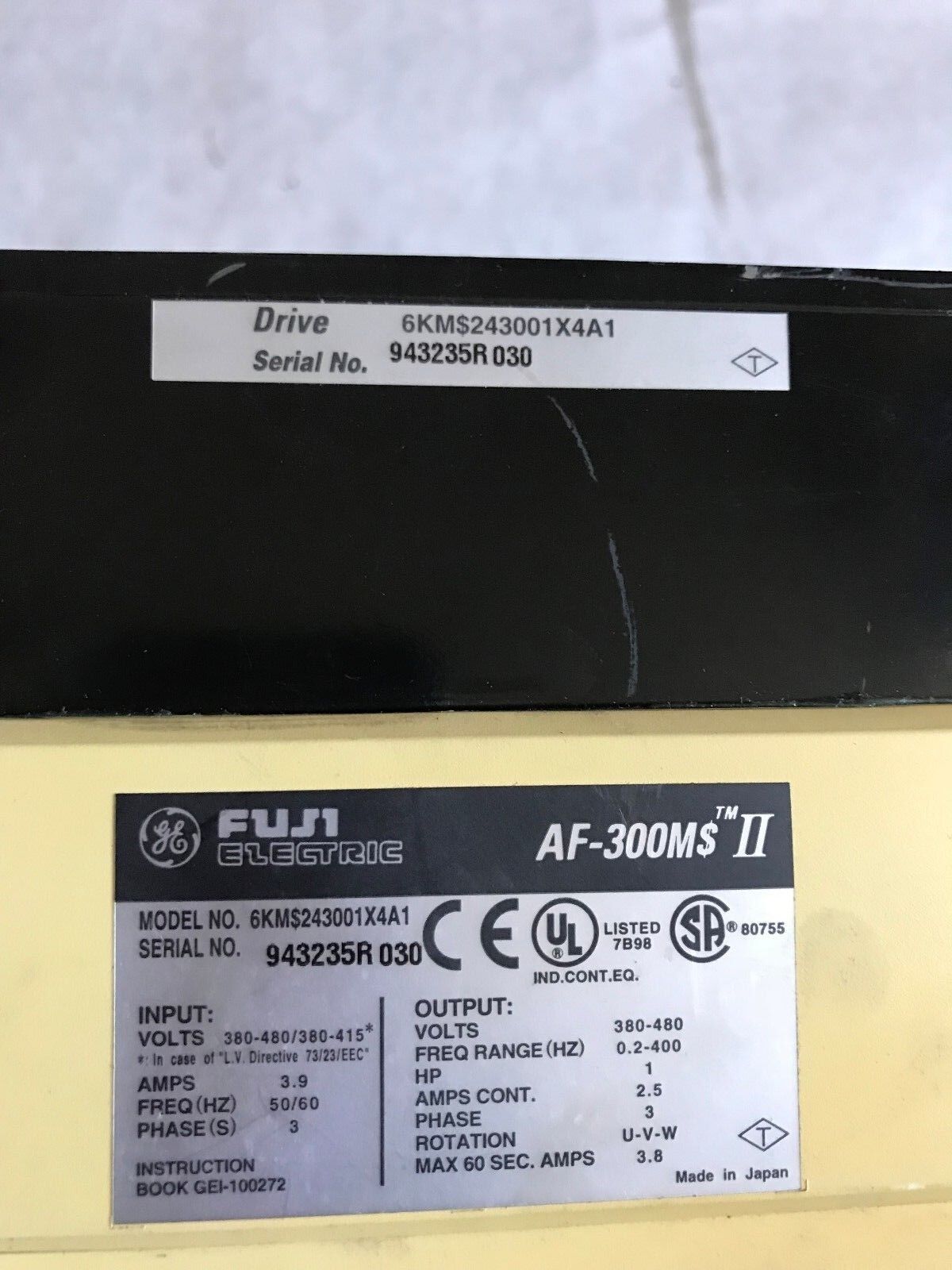 Fuji Electric 6Km$243001X4a1 Fuji Af-300M$ Ii,Af-300 Drive,1Hp,3Ph,380-480V,Ei