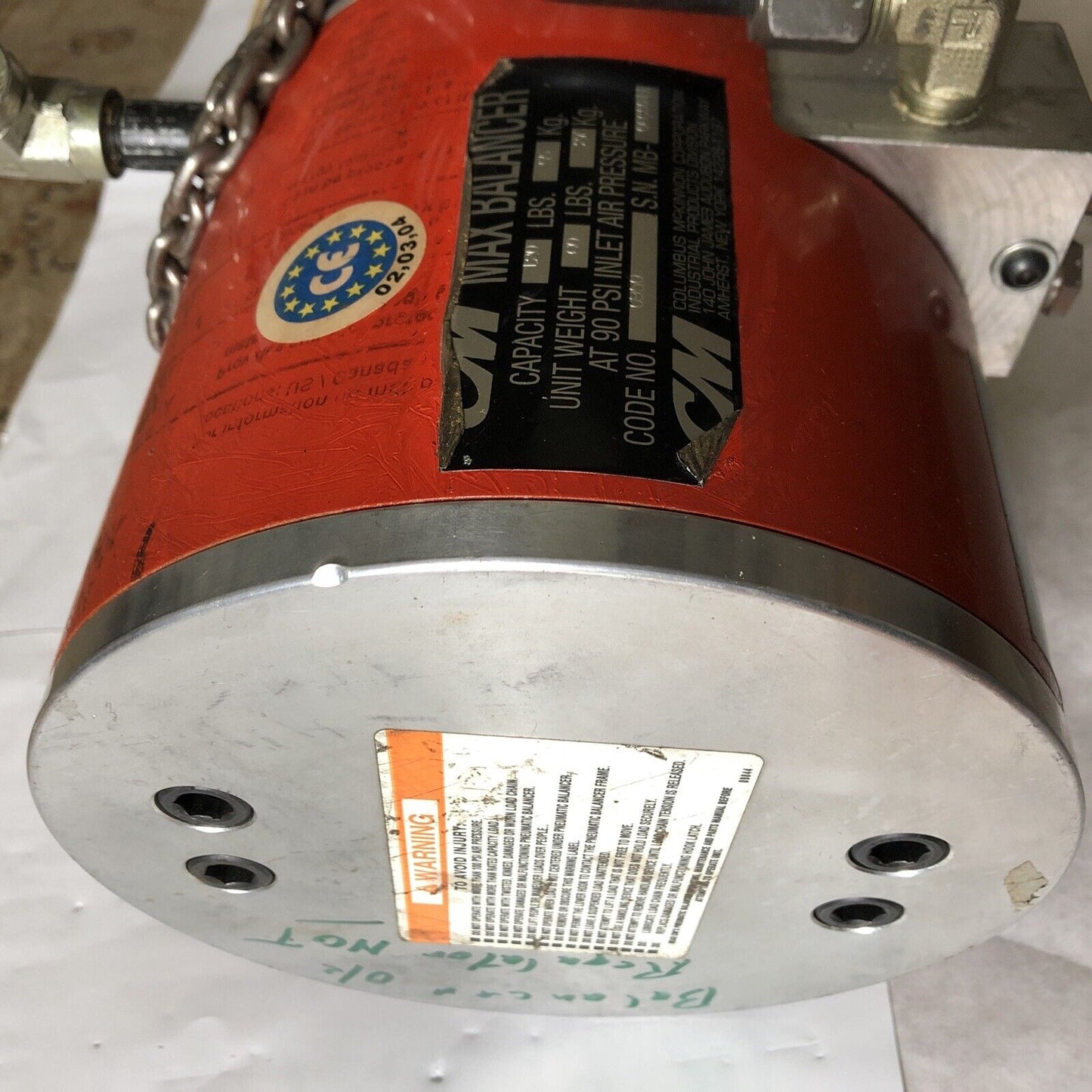 Cm 0950 Pneumatic Chain Hoist,Cm Max Balancer, 120 Lbs Load 55Kg,Bw