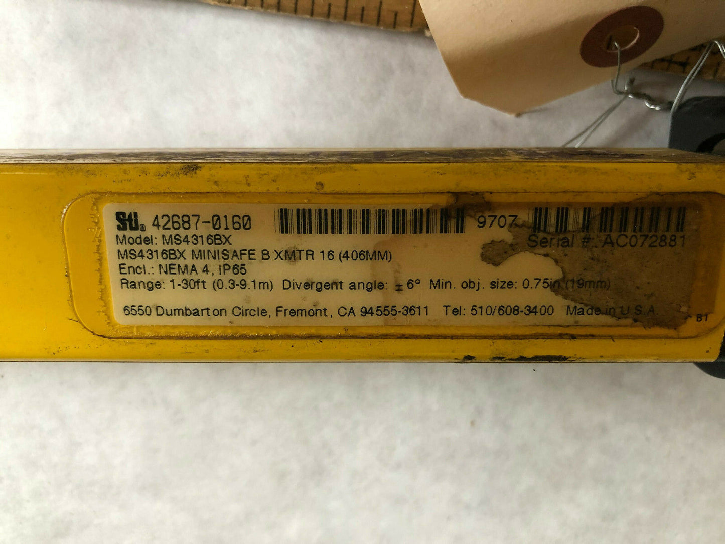 New Sti Ms4316bx 42687-0160 Minisafe-B Light Curtain Emitter, 1-30 Foot-Range,En