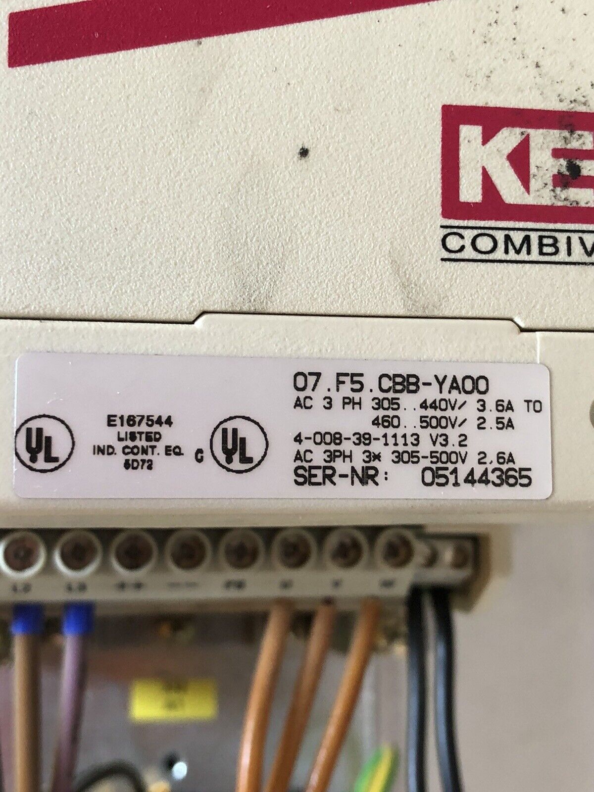 Keb 07.F5.Cbb-Yaoo,10.E5.T60-A071 Combivert 07.F5.Cbb-Ya00 Inverter,3Ph,Tj