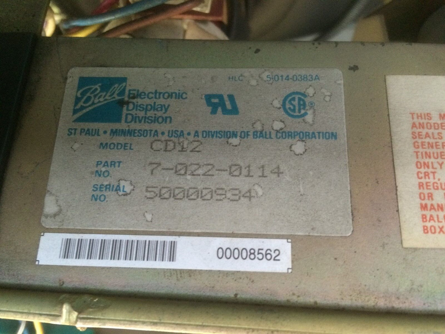 Giddings Lewis 503-14622-10 Cnc 800 Operator Station Cd12,7-022-0114,Ti