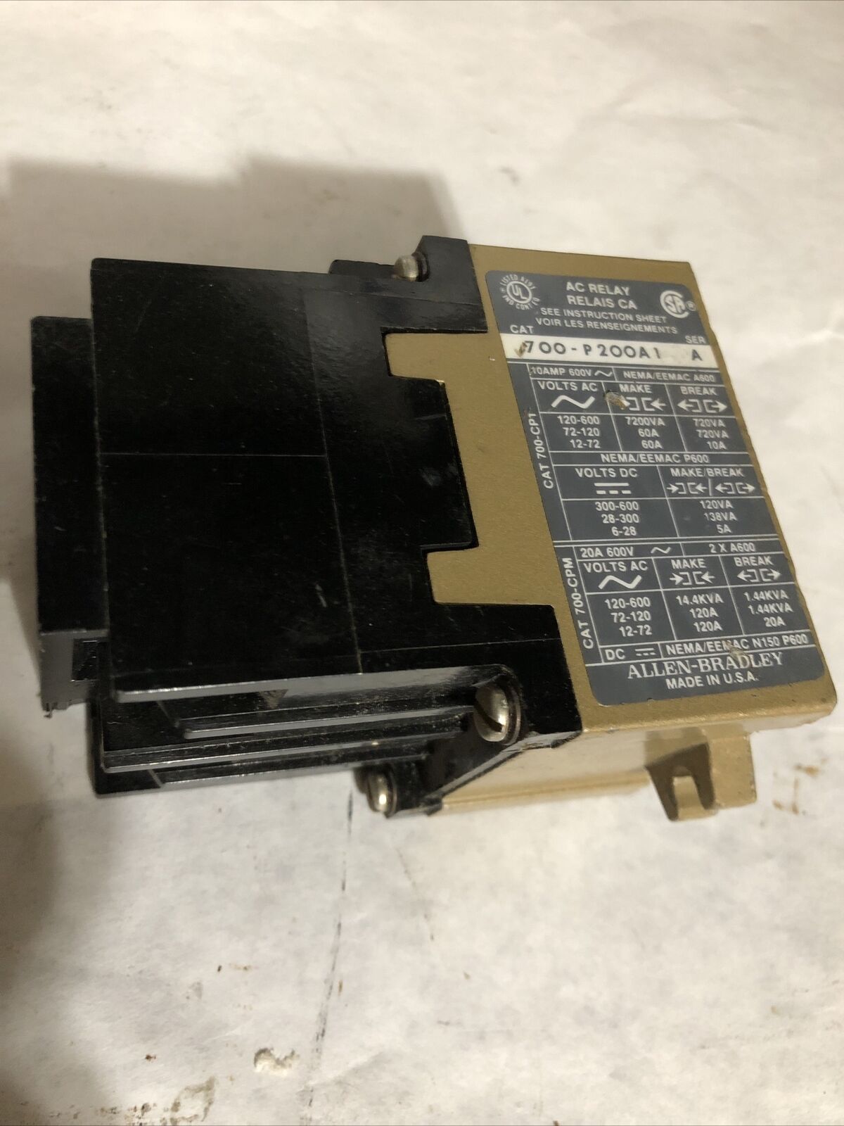 Allen Bradley 120V 700 Ak, 700-P200a1,110V Ac Control Relay,Bq