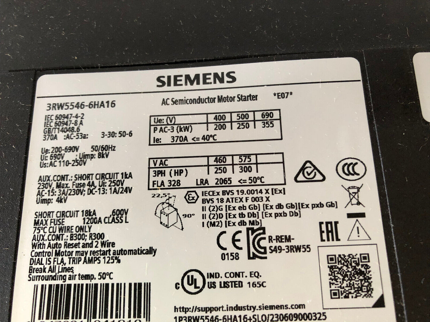 New Siemens 3Rw5546-6Ha16 Soft Starter Unit,Siemens 3Rw5546 6Ha16,Aa