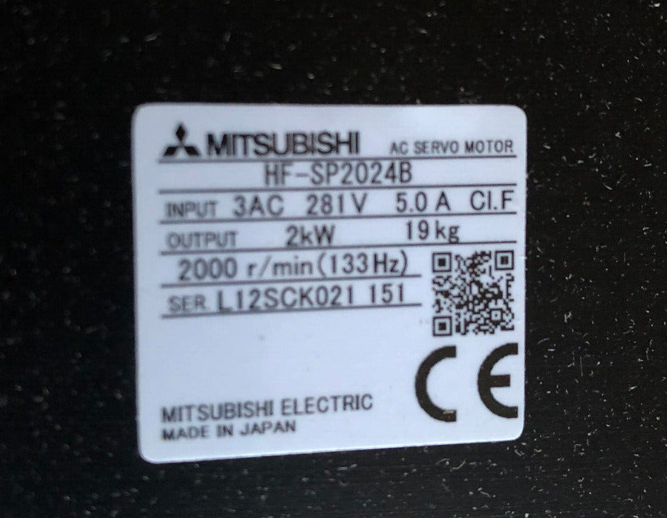 New Mitsubishi Hf-Sp2024b Ac Servo Motor. 3Ac 281V 5A 2Kw,2000 R/Min,5.0A.Am