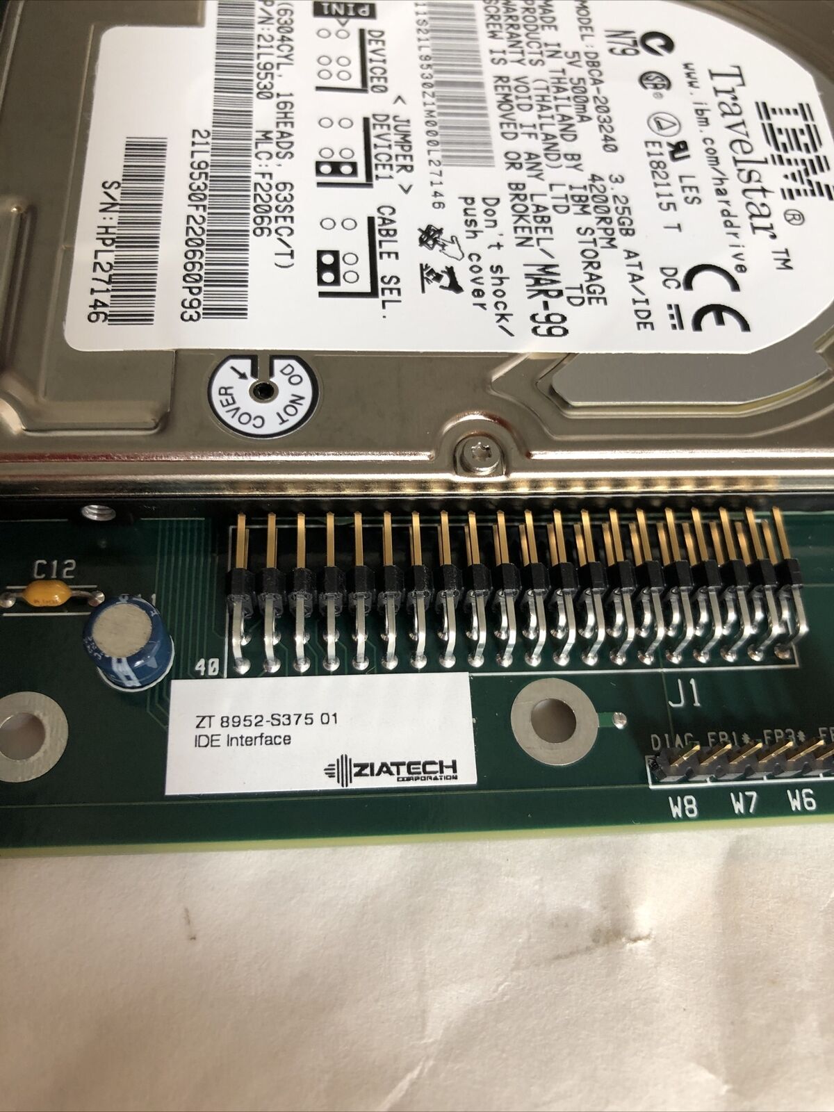 New Ziatech Zt 8952-S375,8952-S375 01,Ibm Travelstar Dbca-203240 Hard,Ide 1.4,Fi