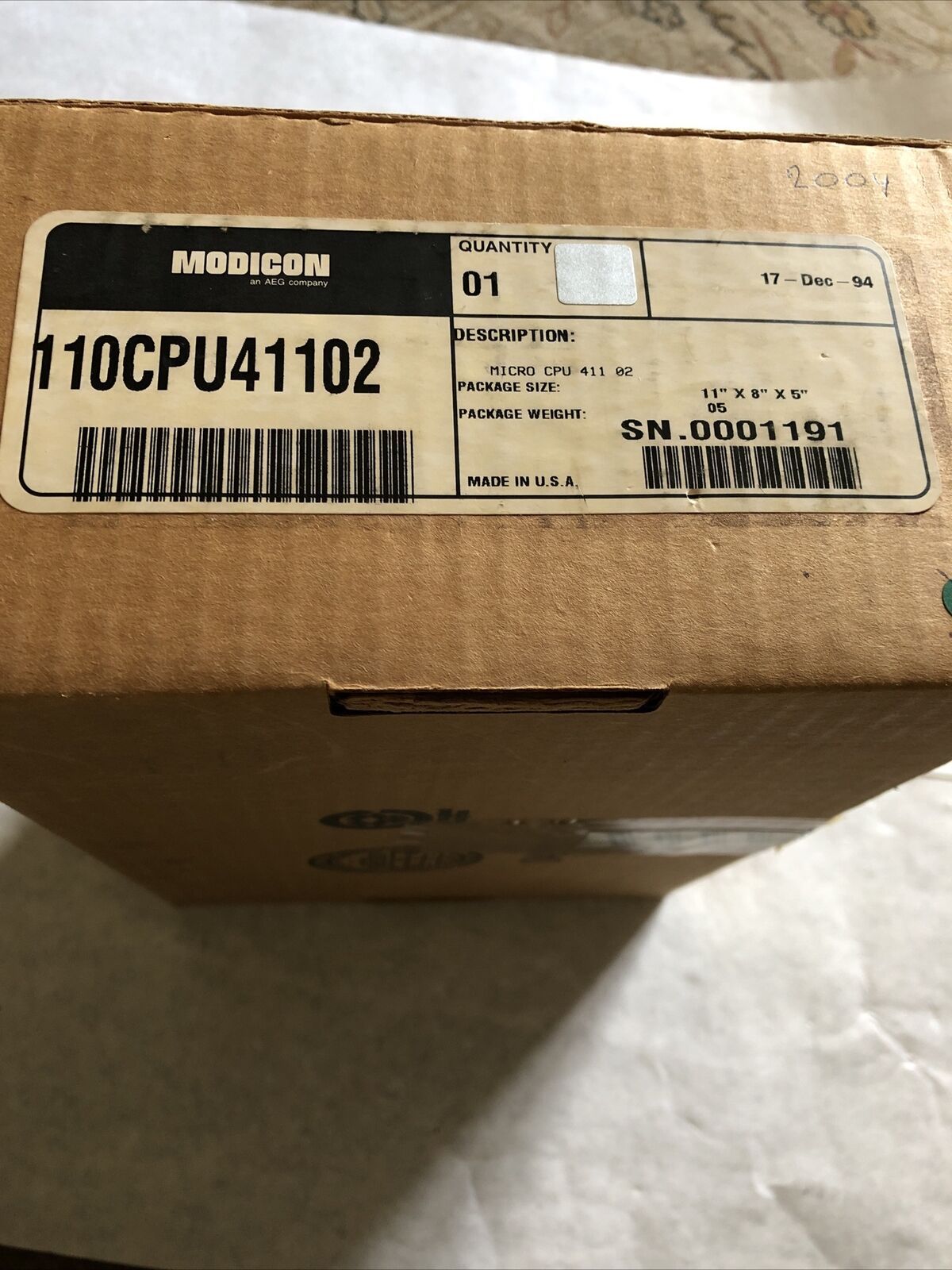 New Modicon 110Cpu41102 Aeg,Cpu Power Supply Ac I/O 230V Micro 110Cpu41102,Td