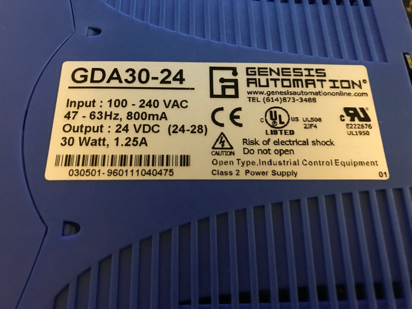 New Genesis Automation Gda30-24,24V Dc Power Supply (Input: 100-240Vac 63Hz),Er