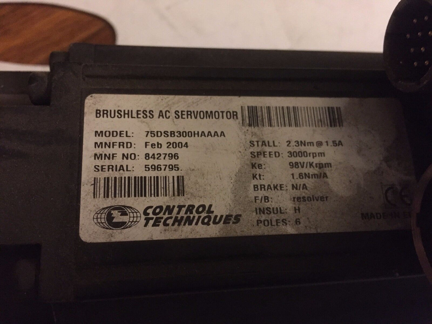 Control Techniques 75Dsb300haaaa Servo Motor Brushless Dutymax Ds Rated Vo,Bz