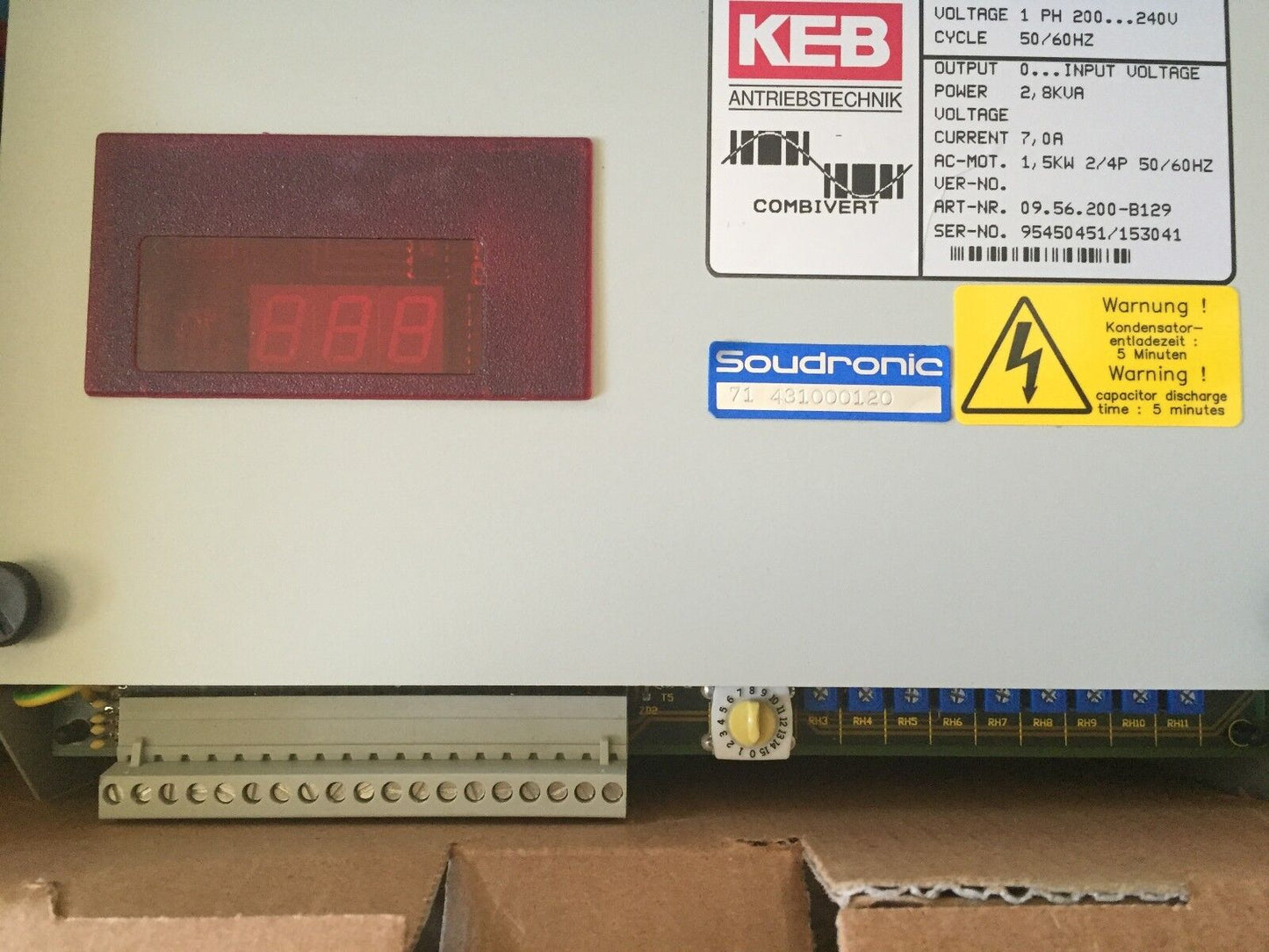 New Keb 09.56.200-B129,2.8Kva Power,7.0A Combivert Inverter Variable Drive,Bi