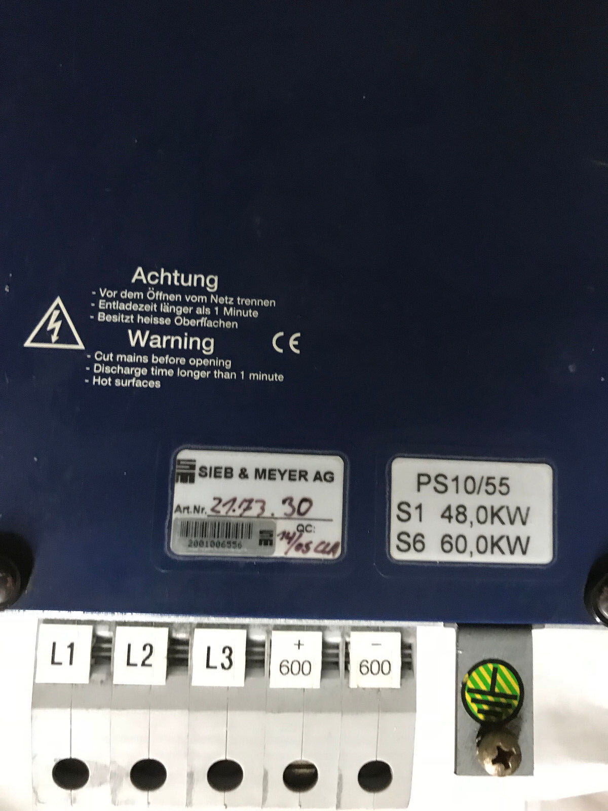Sieb & Meyer Ps10,Ps10/55 Dc Power Supply Fc71/72,500W 48/60Kw S148,0Kw S6 60,Ad