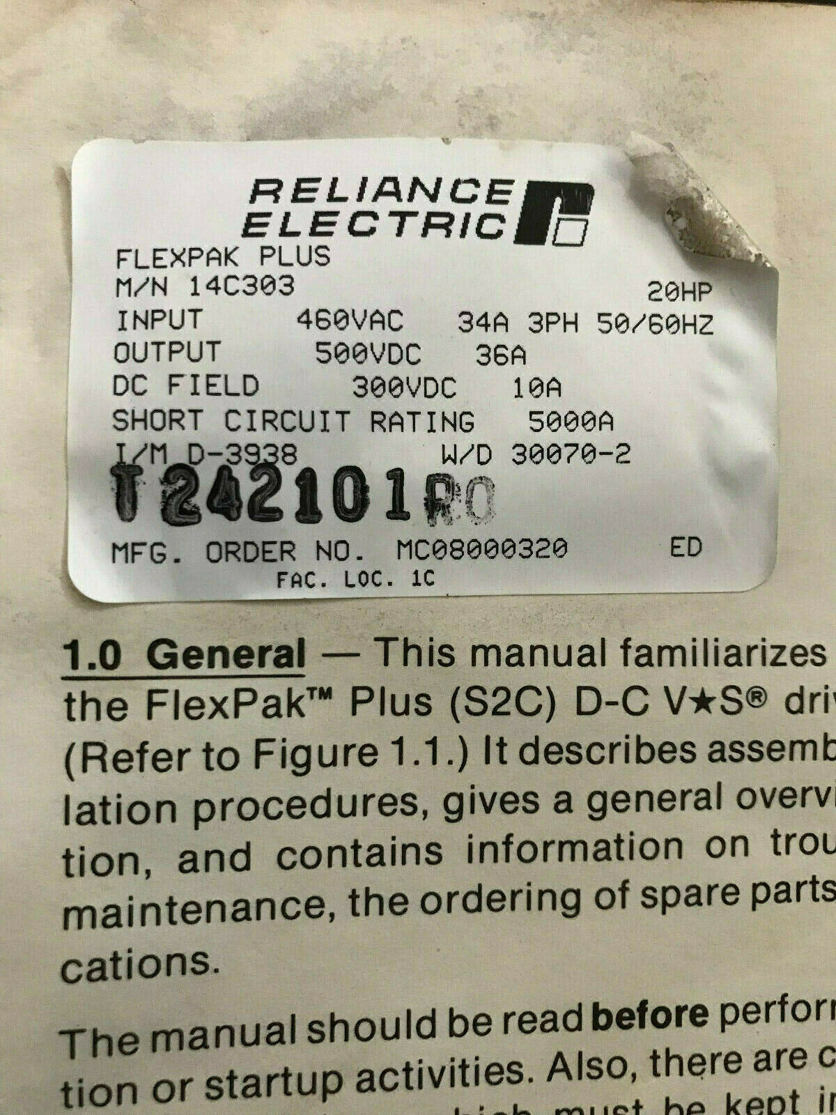 New Reliance Electric 14C303,Flexpac Plus Vs Drive,20Hp Dc Vs Drive,D-3935-1,Eu