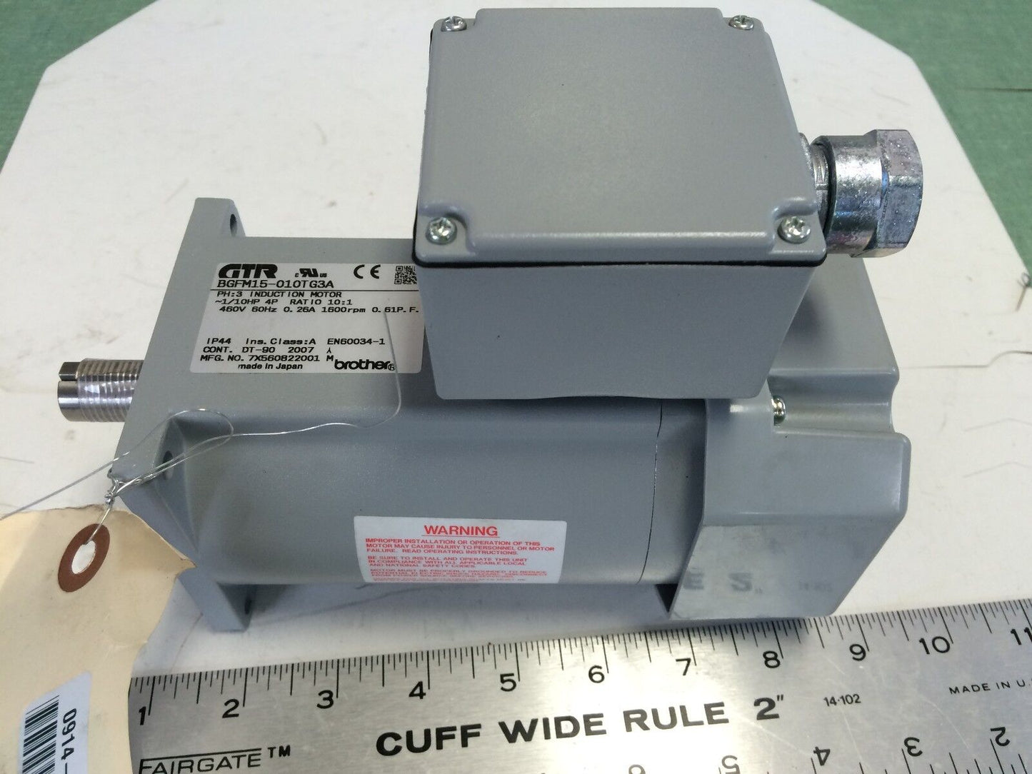 New Gtr Bgfm15-010Tg3a Induction Motor, 3-Phase, 1/10 Hp, Ratio 10:1, 460 V,Bo