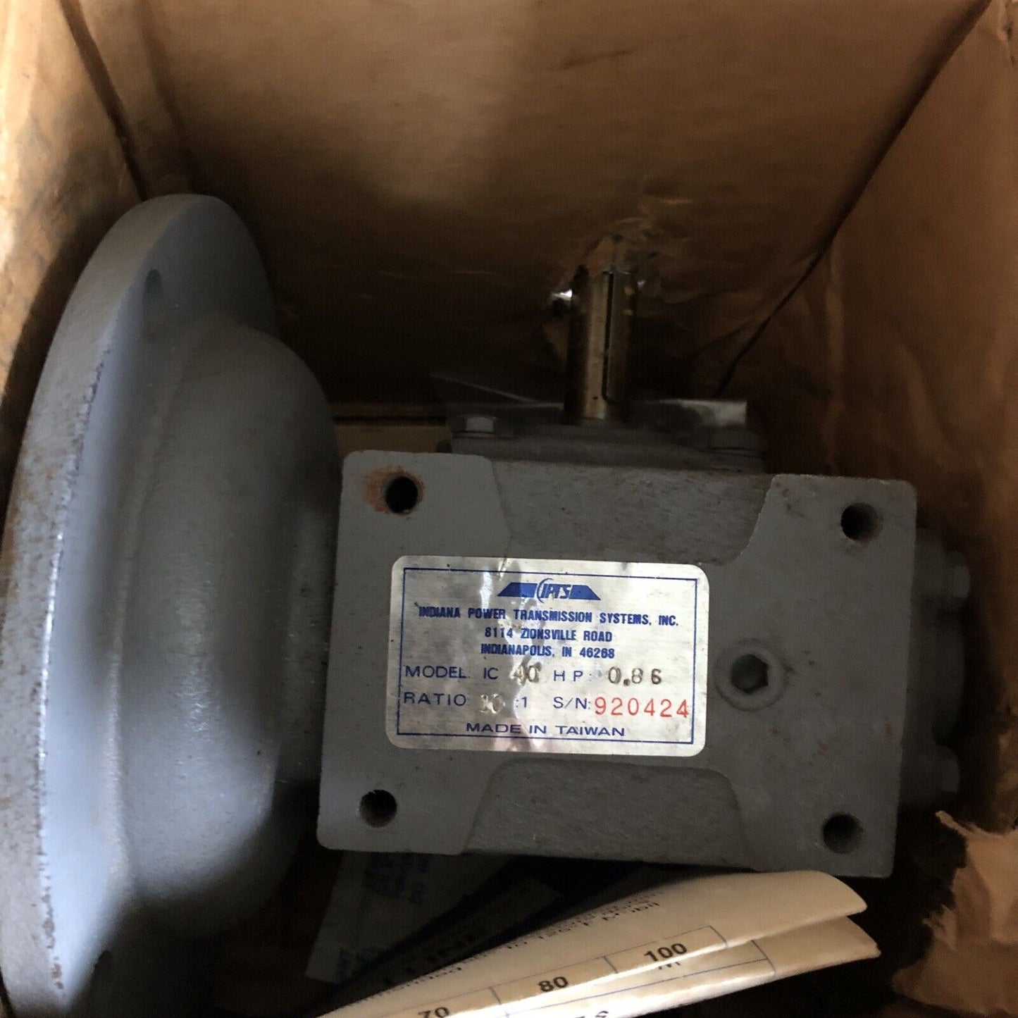 Ipts Ic-40 Gear Reducer, Ratio 10:1, Shaft Diameter: 5/8",Ipts Ic 40 Hp 0.86,Bc