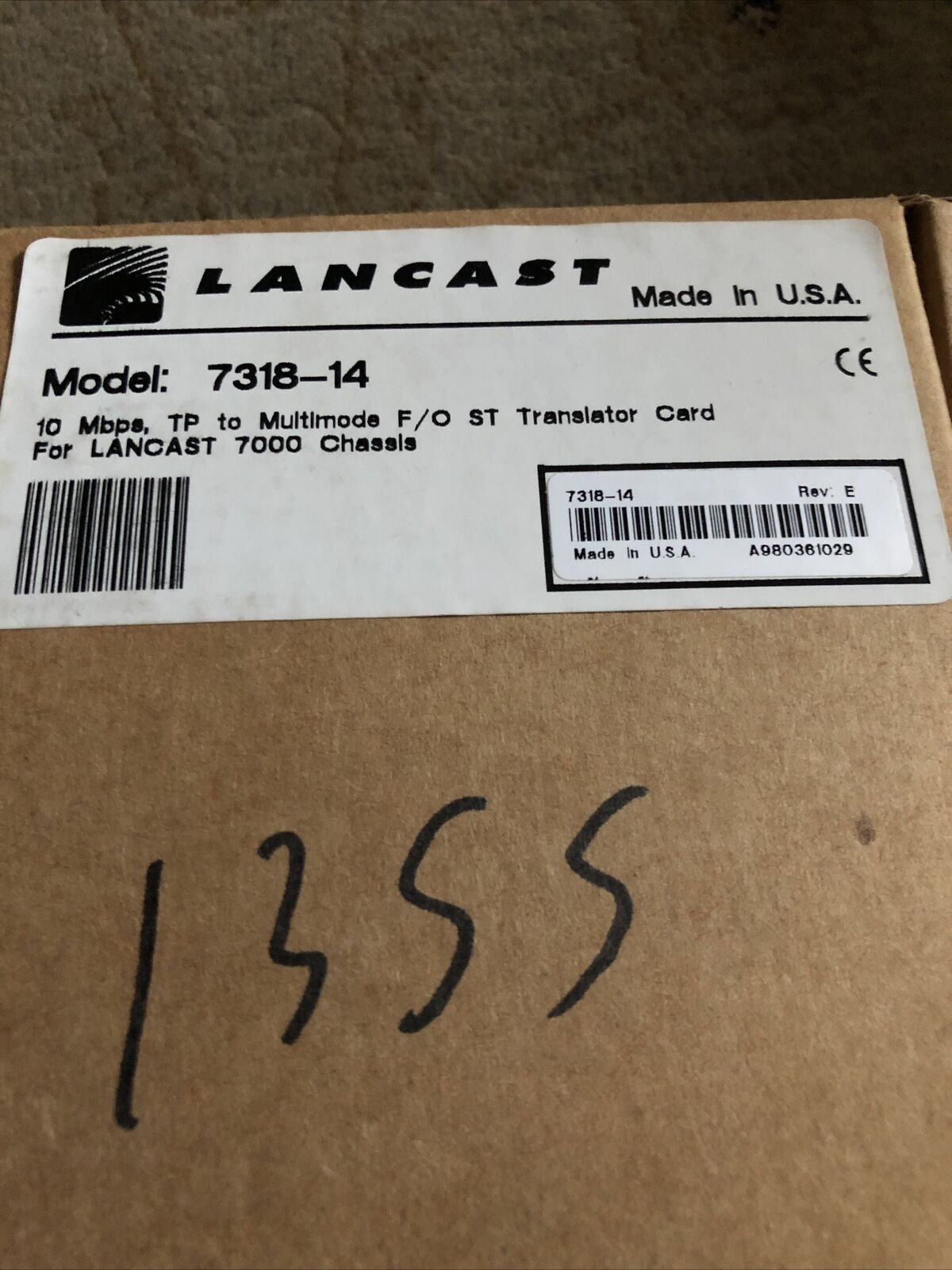 New Lancast 6700-731814-001 T,10 Base 10Mbps Tp To Multimode Sc 7318-14,Bp