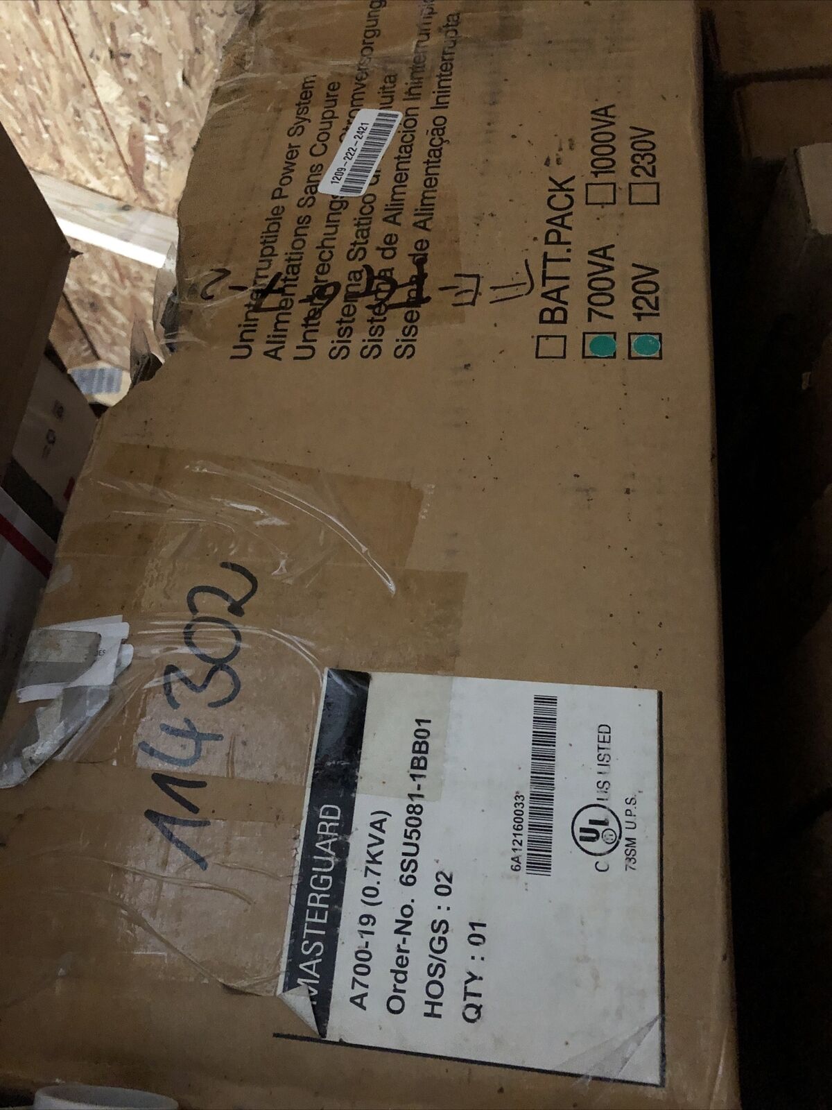 New Masterguard Ups A700-19 Uninterruptible Power Supply,6Su5081-1Bb01 Gmbh,Fe