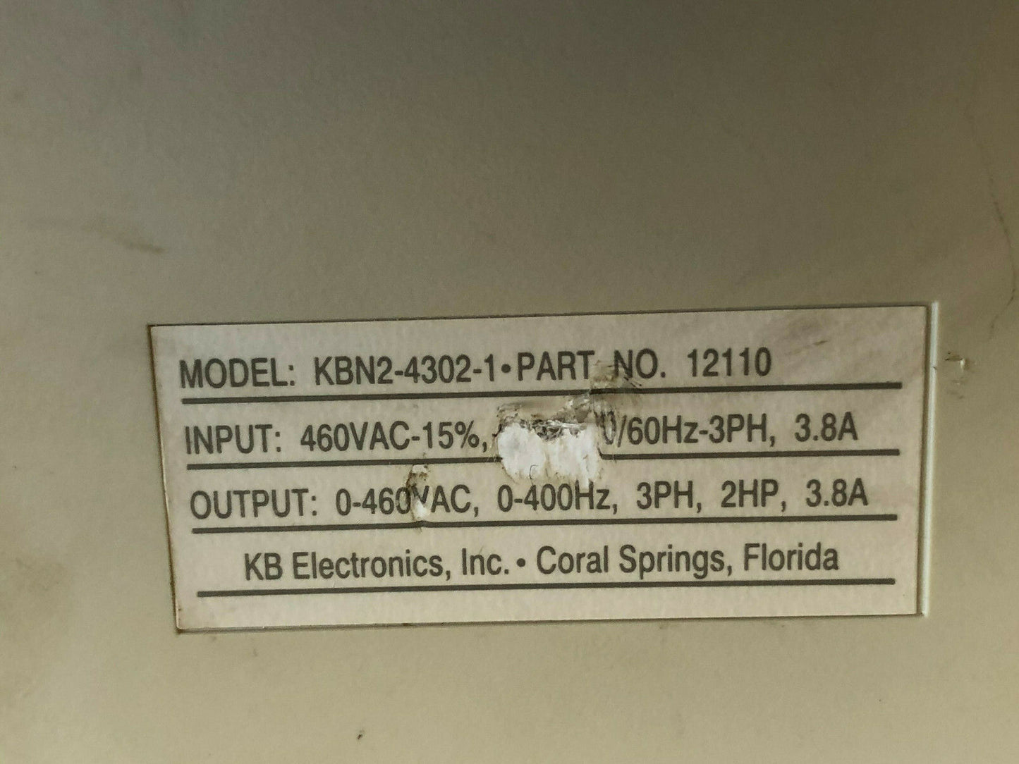 Kb Kbn2-4302-1,Kbn2-4302-1 Part No. 12110,Genesis N2 Ac Inverter,2Hp,Ndop-01,Ek