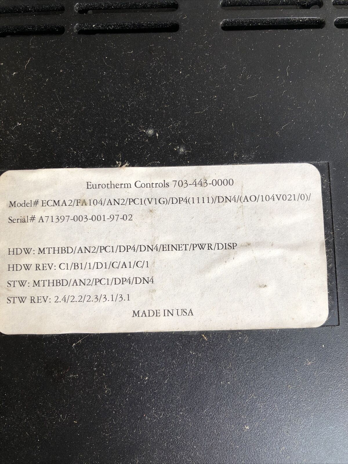 Eurotherm Control Master Ecma2/Fa104/An2/Pc1(V1g)/Dp4(Ao/104V021/0),Ecma2,Fb