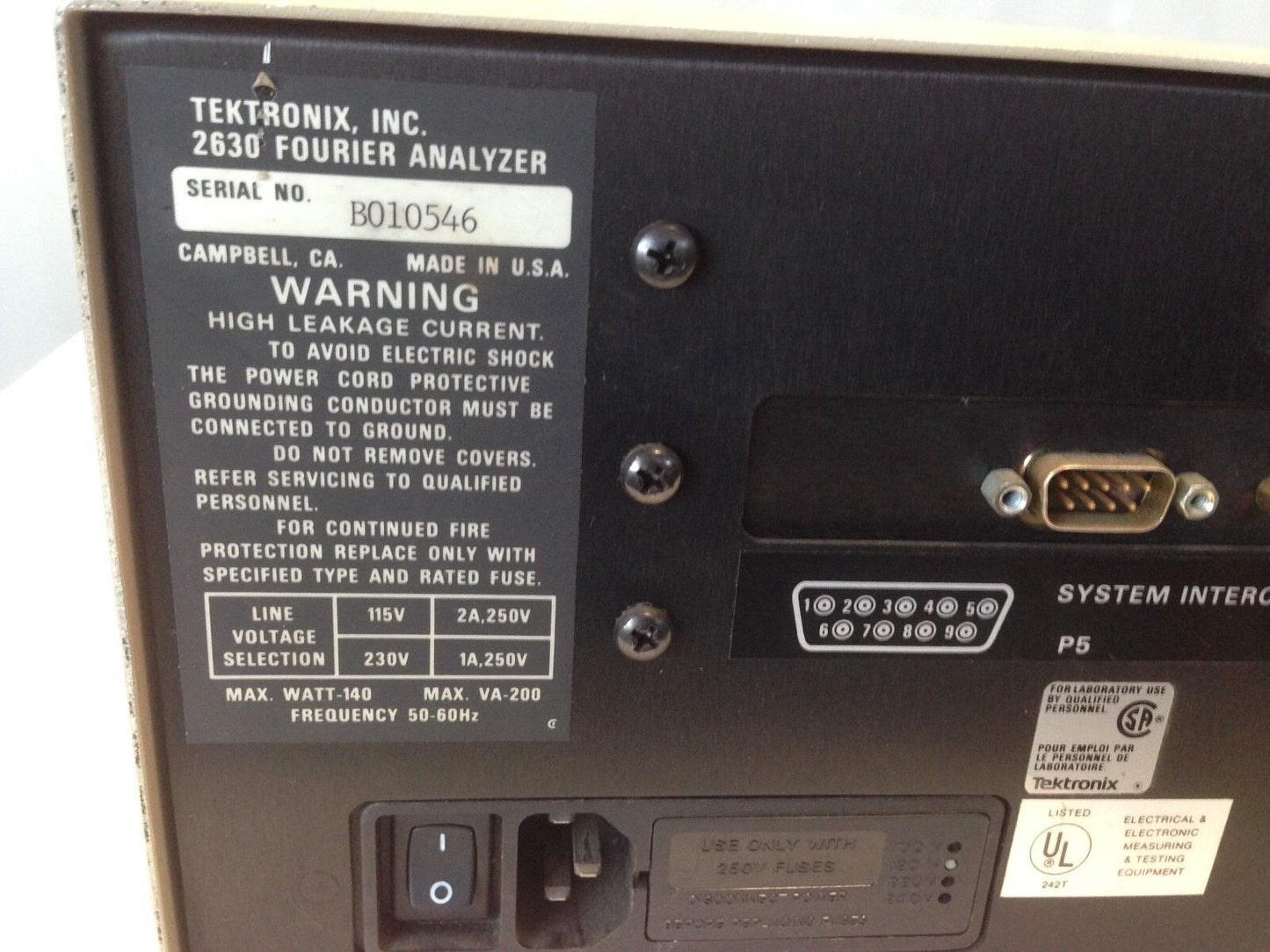Tektronix 2630 Fourier Analizer Controller 2 Channels,Er