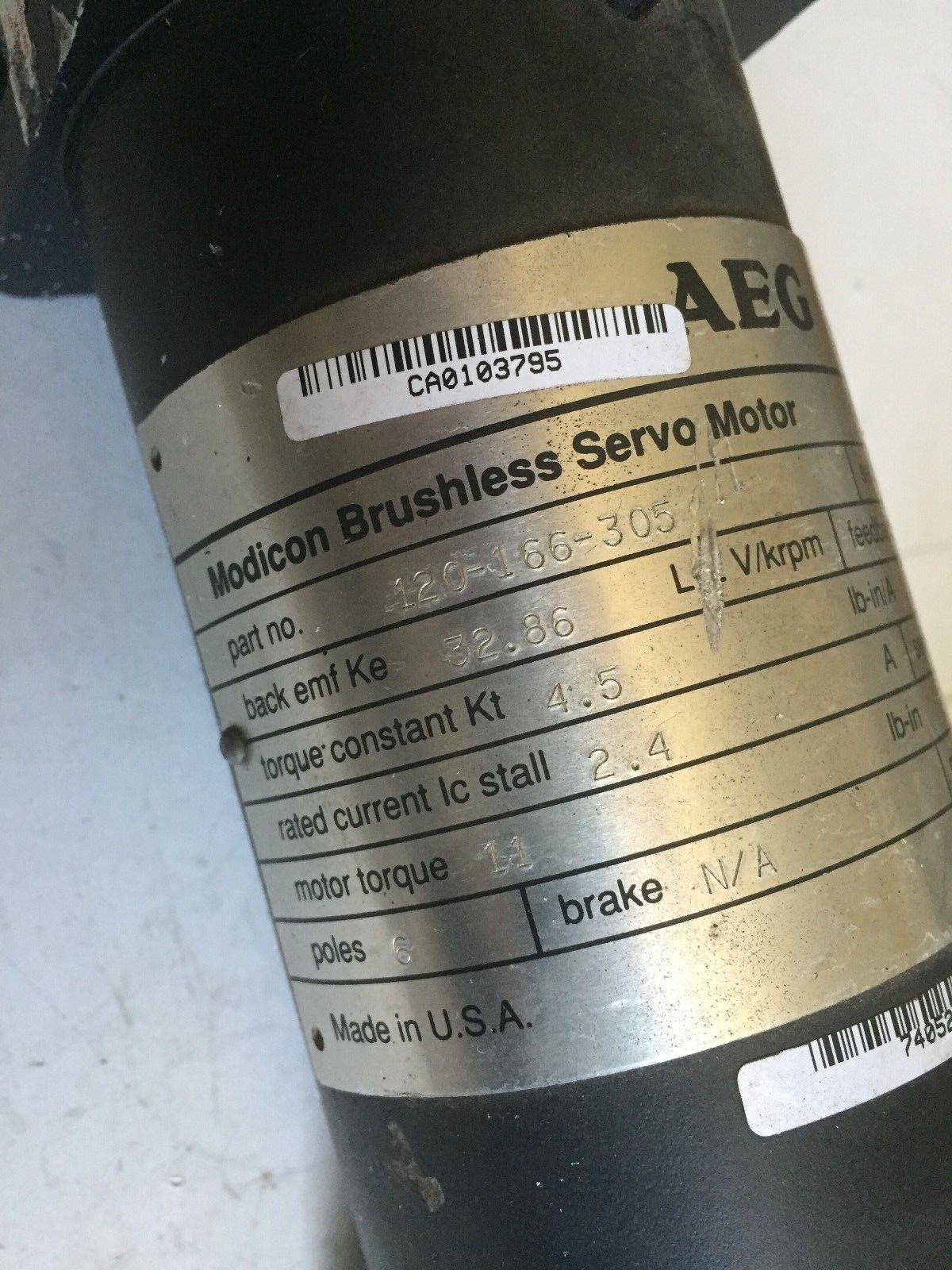 Aeg Cgc05-80T,Arg 120-166-305 Modicon Brushless Servo Motor,32.86 L-L,Bi