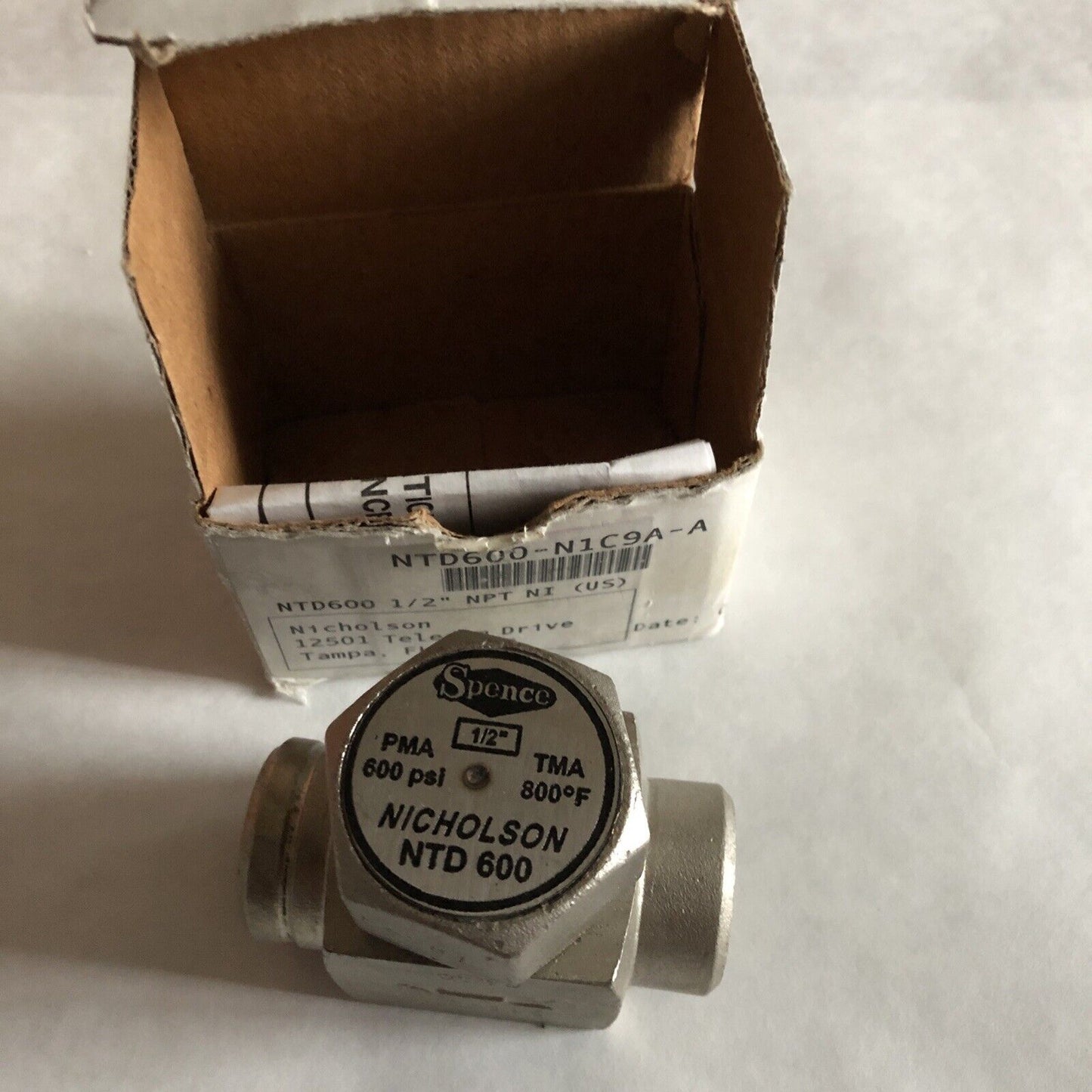 New 1/2” Spence Ntd600,Nicholson Ntd 600,800F,600Psi Thermodynamic Steam Trap,Bs
