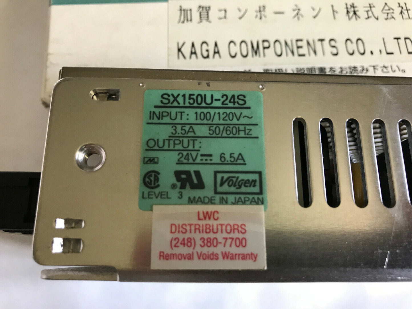 New Kaga Sx150u-24S Switching Power Supply, 24Vdc, 6.5A,Ae