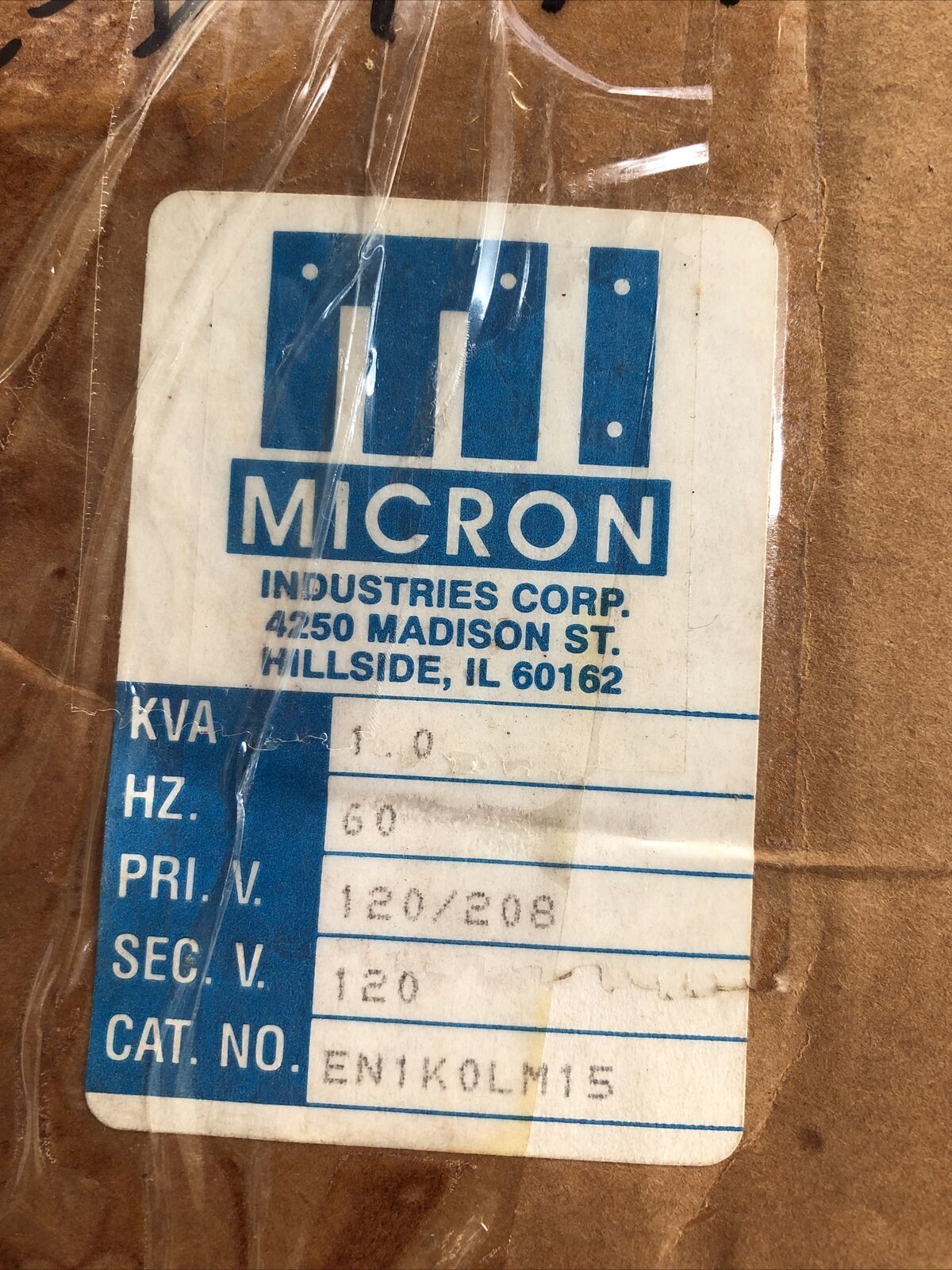 New Mi Micron Econotran En1k0lm15 Transformer 120/208V 60Hz 1.0Kva,Dg,Dc