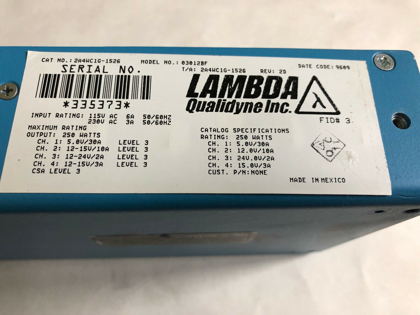 Lambda 03012Bf Power Supply 4Ch 5V30a 12-15V10a 2-15V3a 2A4wc1g-1526,Sm