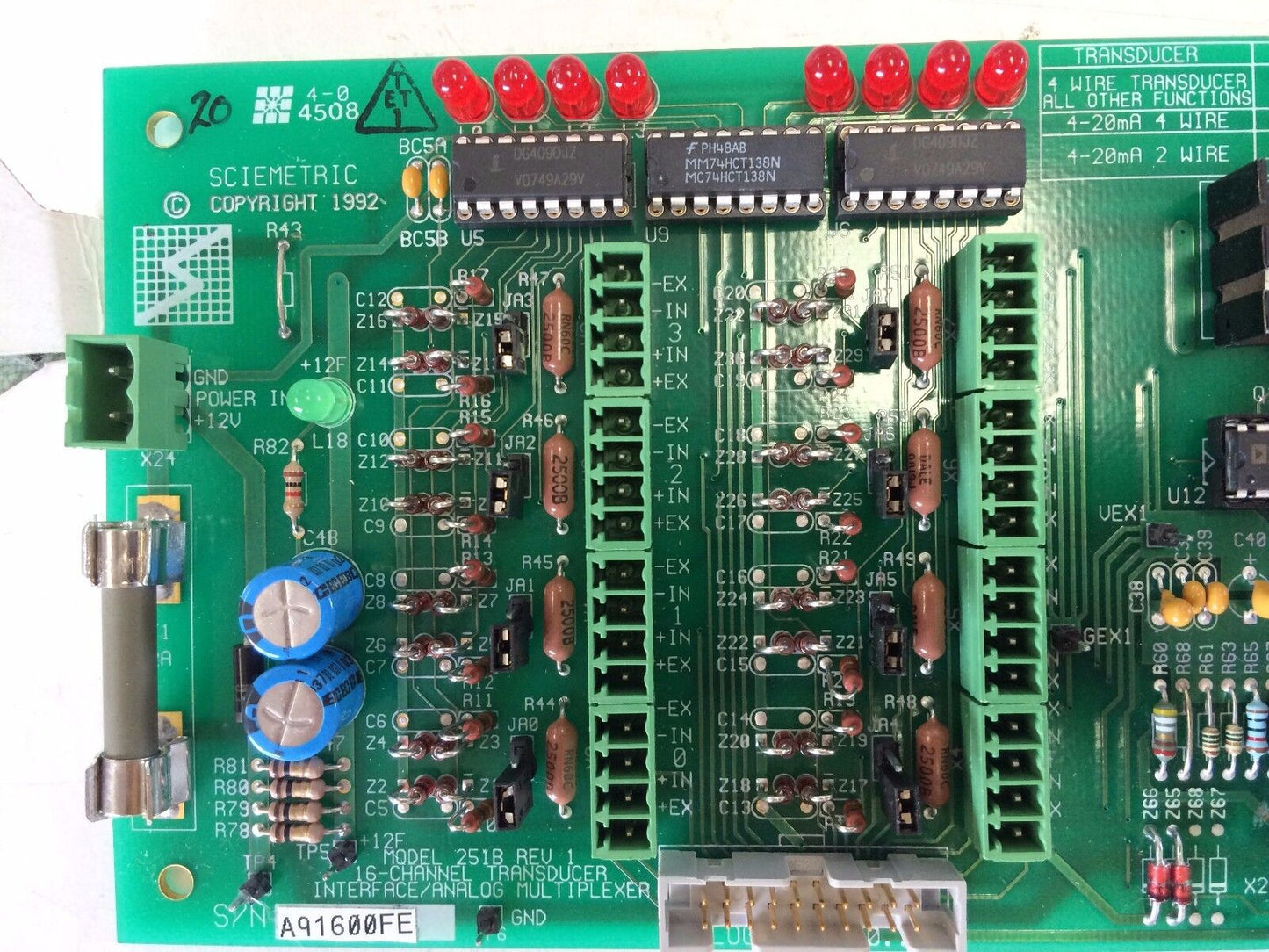 Sciemetric 251B Rev 1 Multiplexer Analog Interface,16 Channel Transducer,Cx,Fg