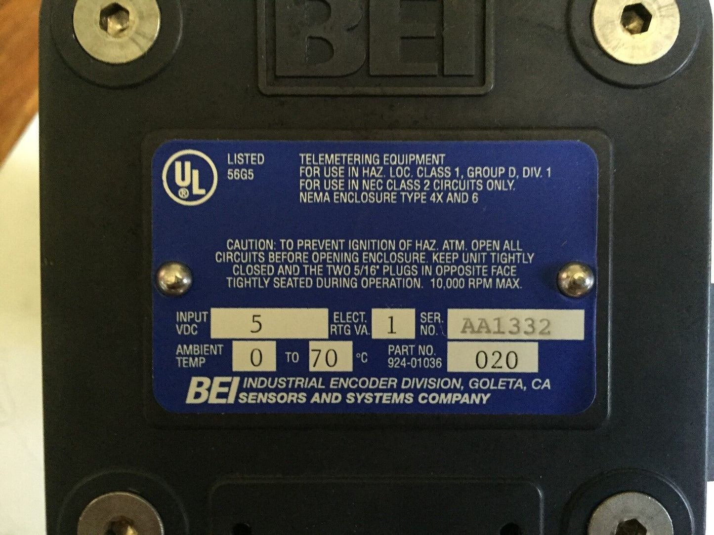 New Bei H38d-2500-Abzc-7406R-Led-Sc-Ul, 924-01036-020 Encoder,Ea