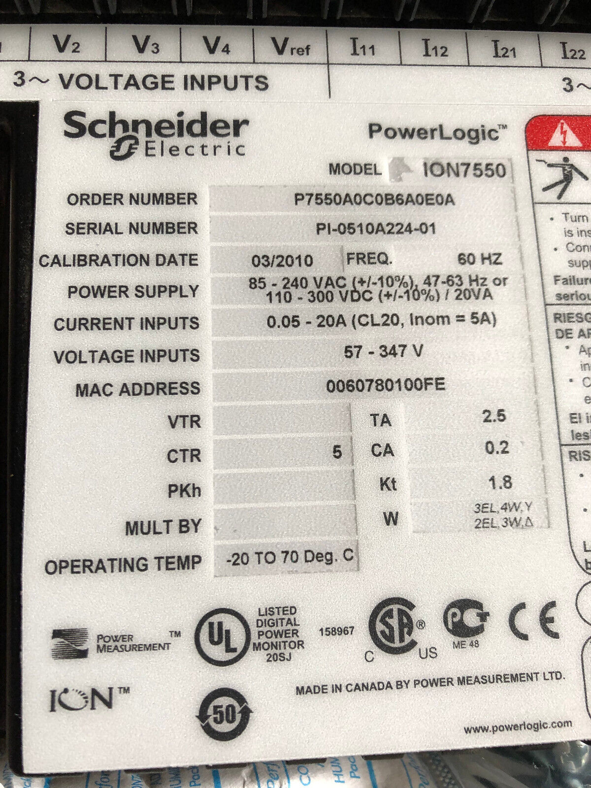 New Power Measurement Ion7550 Powerlogic Ion Energy & Power Meter 7550,Bm