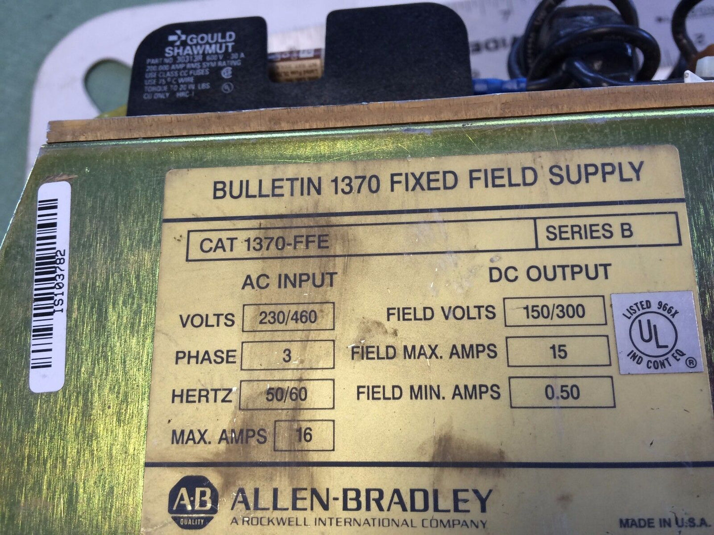 Allen Bradley 1370-Ffe 00220 Bulletin 1370 Fixed Field Supply,3Ph,230/460V,Cu