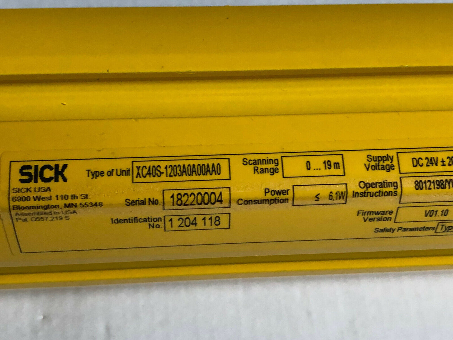 New Sick Xc40s-1203A0a00aa0 Safety Light Curtain 24Vdc,1 204 118,Su