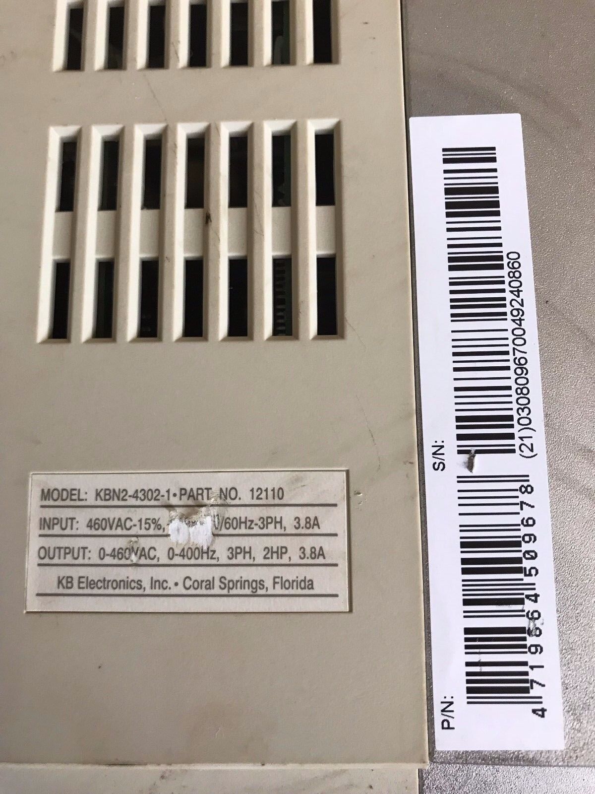 Kb Kbn2-4302-1,Kbn2-4302-1 Part No. 12110,Genesis N2 Ac Inverter,2Hp,Ndop-01,Ek