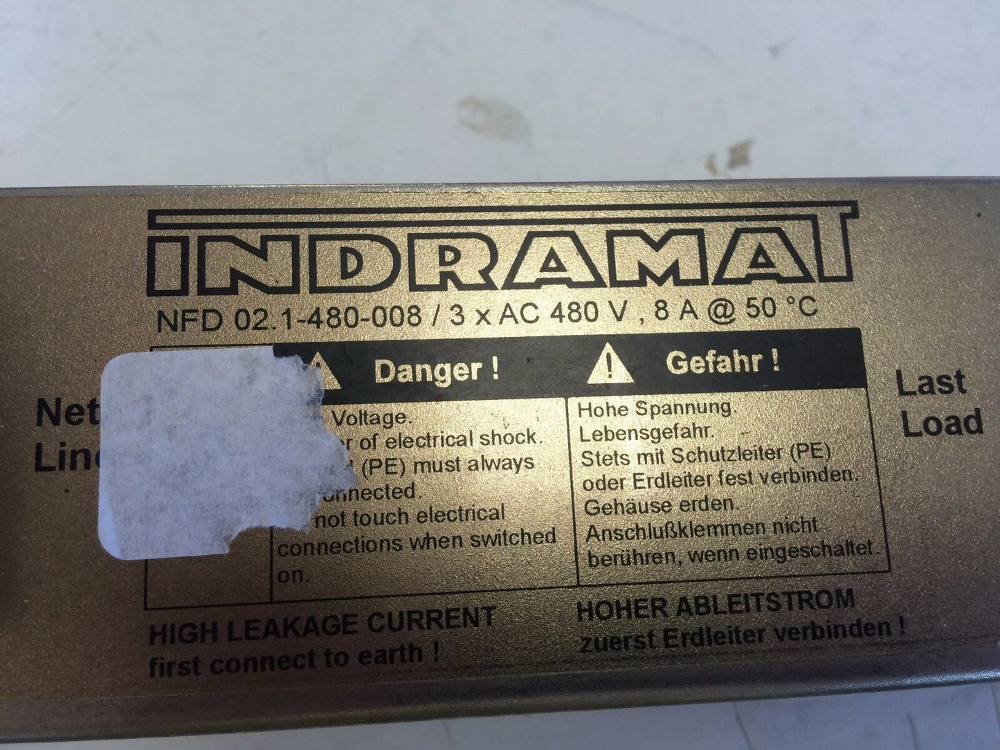 Indramat Nfd 02.1-480-008 / 3Xac 480V, 8A Power Line Filter, Cv