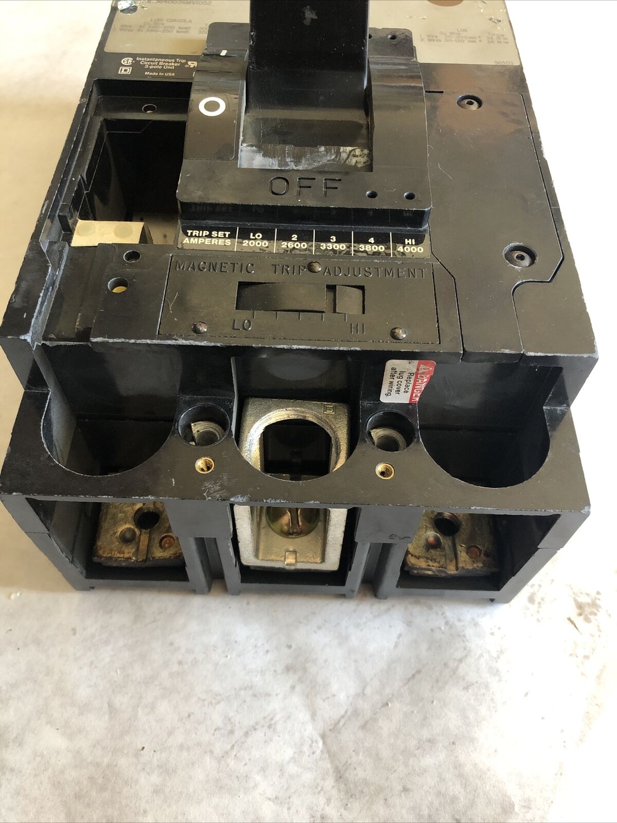 Square D Lal3640036mvi052 Circuit Breaker 400Amp 3Pole 600Vac,400A,3Phase,Ba